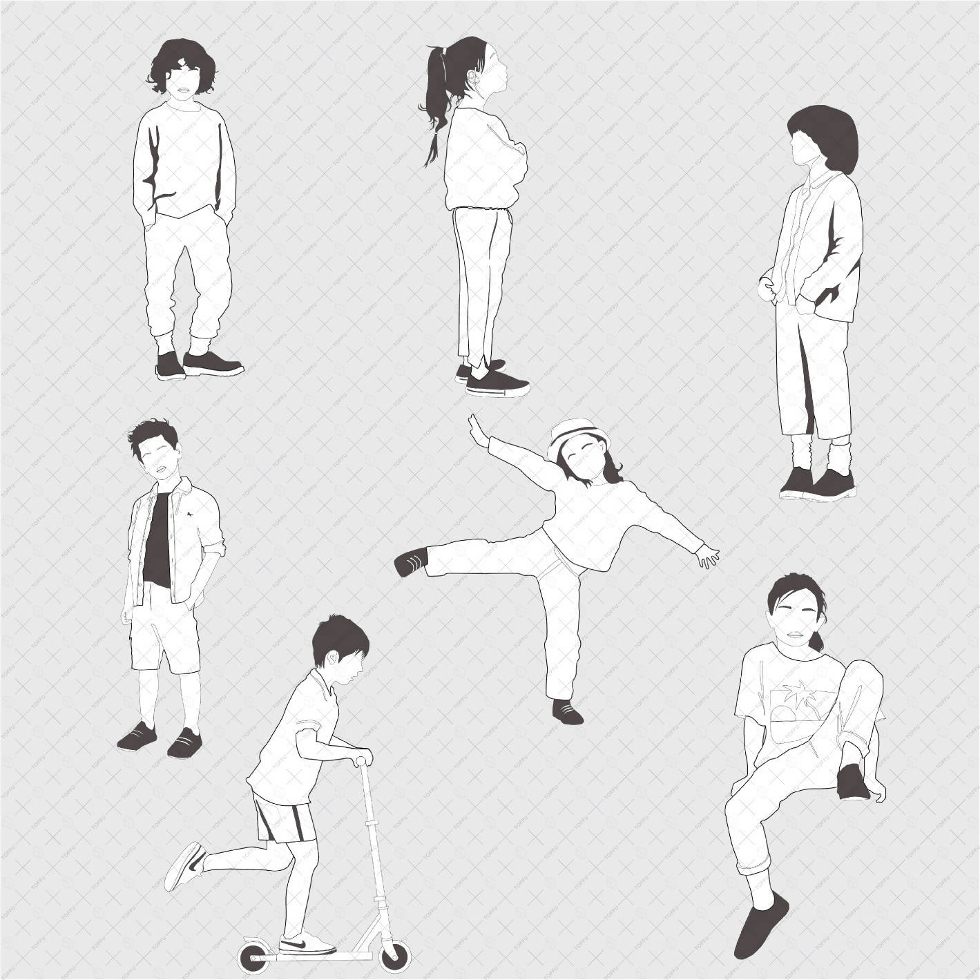 Flat Vector Human Scale 02 PNG - Toffu Co