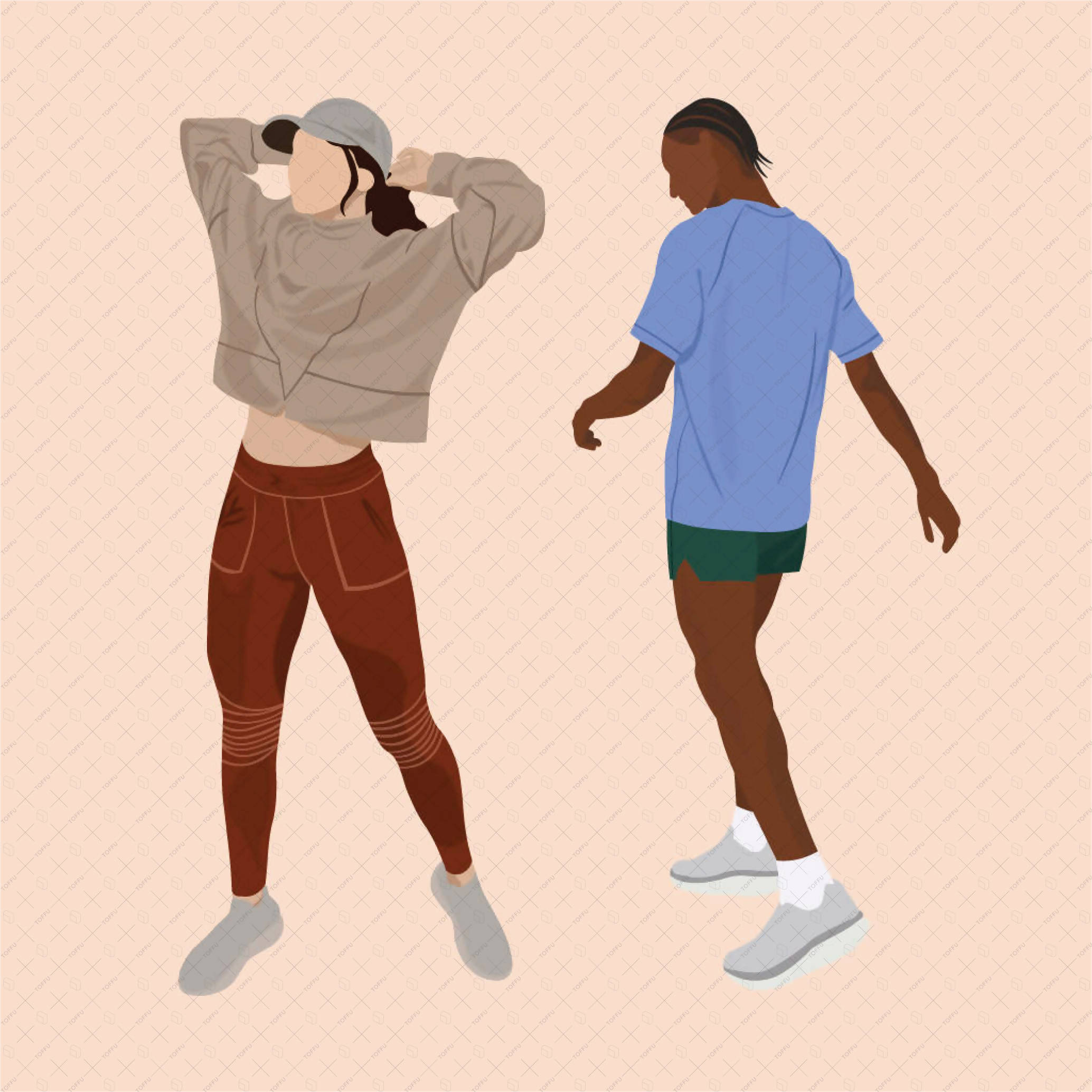 Flat Vector People Exercising Pack PNG - Toffu Co