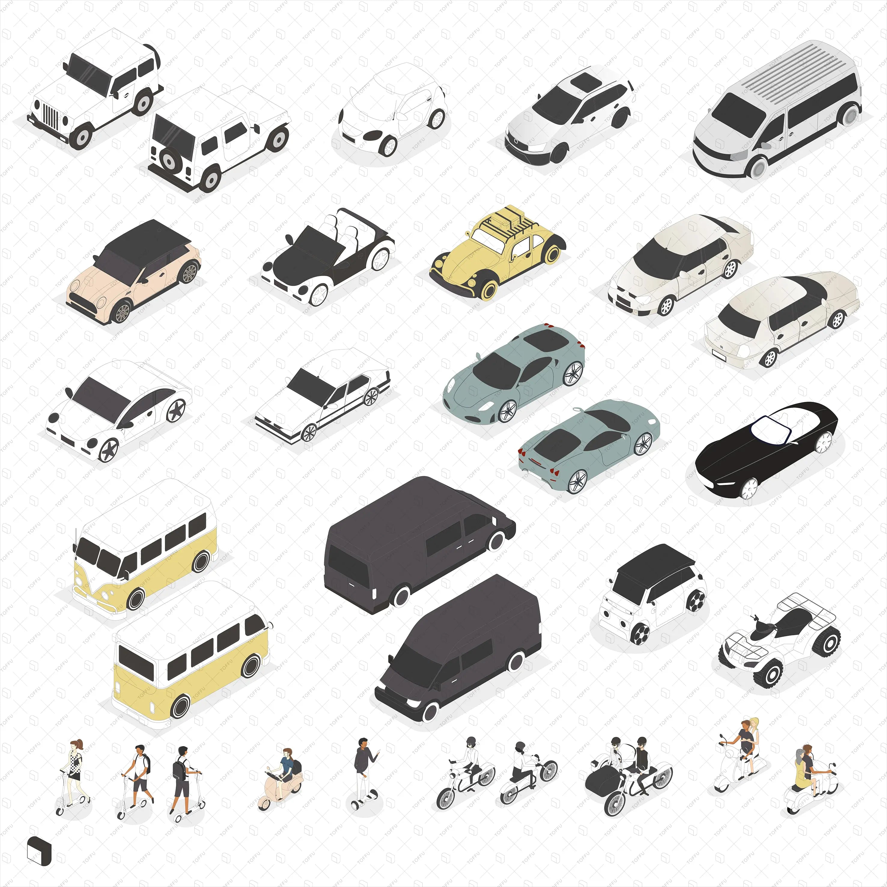 Axonometric Private Transport Digital Artwork drawings | Toffu Co