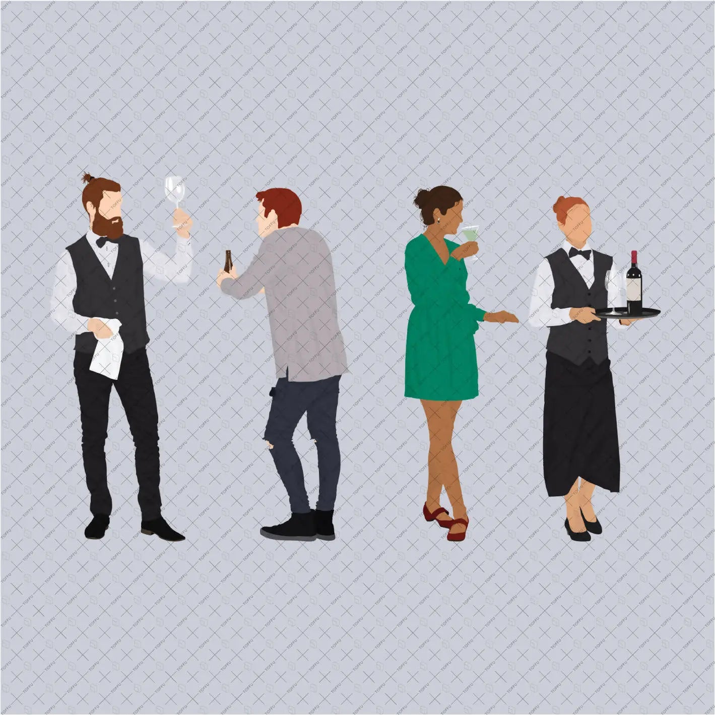 Flat Vector People At The Bar Digital Artwork drawings | Toffu Co