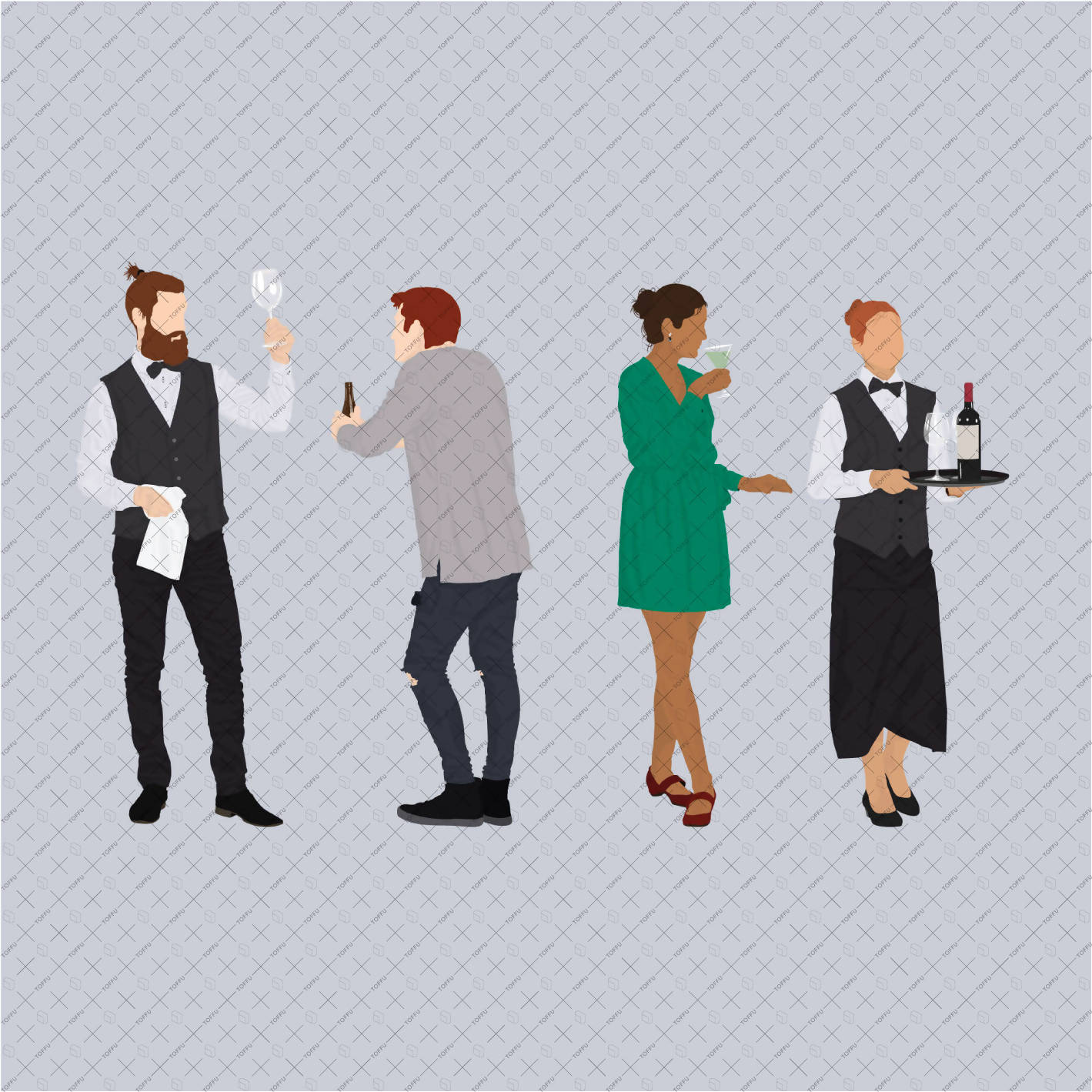 Flat Vector People At The Bar PNG - Toffu Co
