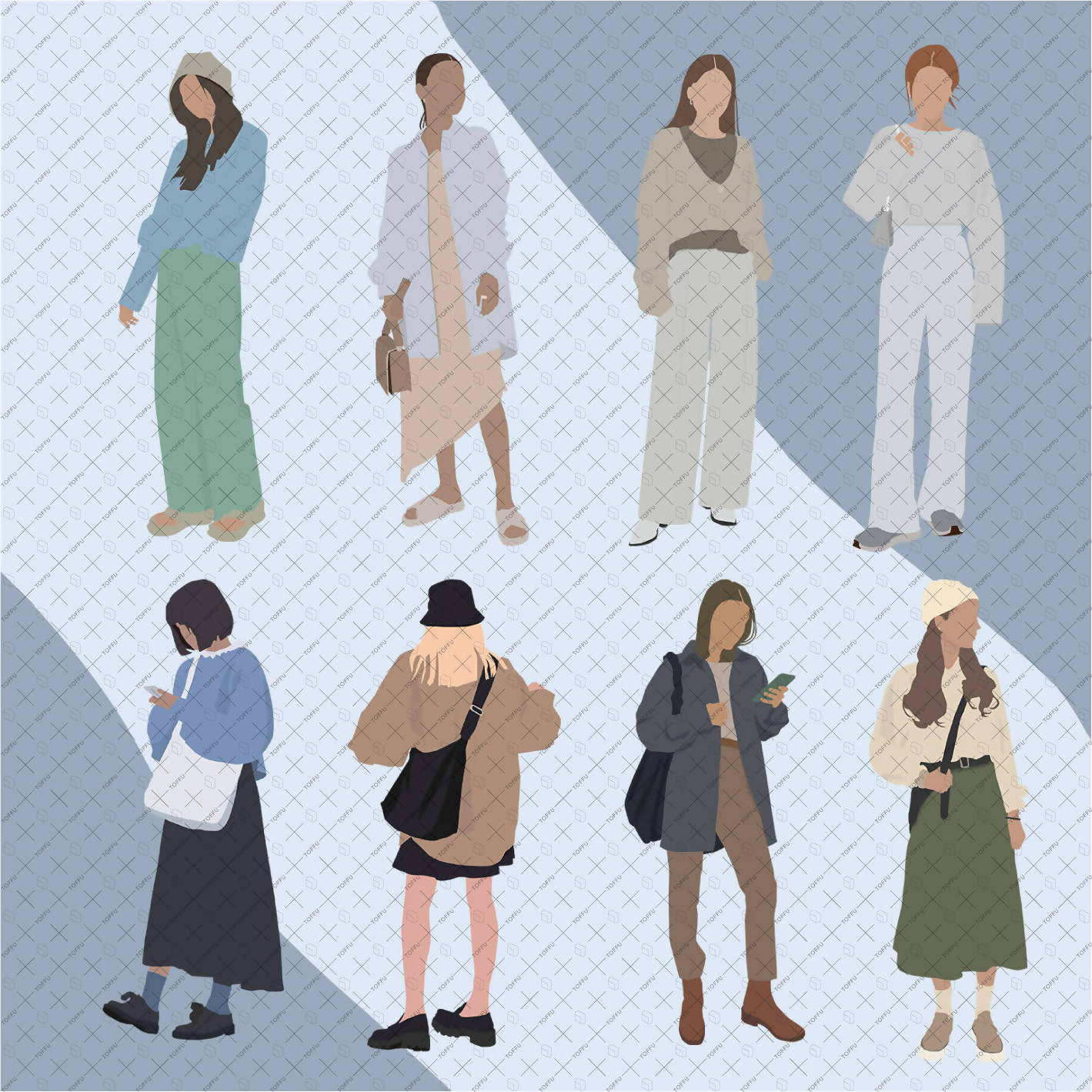 Illustration People - Pack "Girls" PNG - Toffu Co