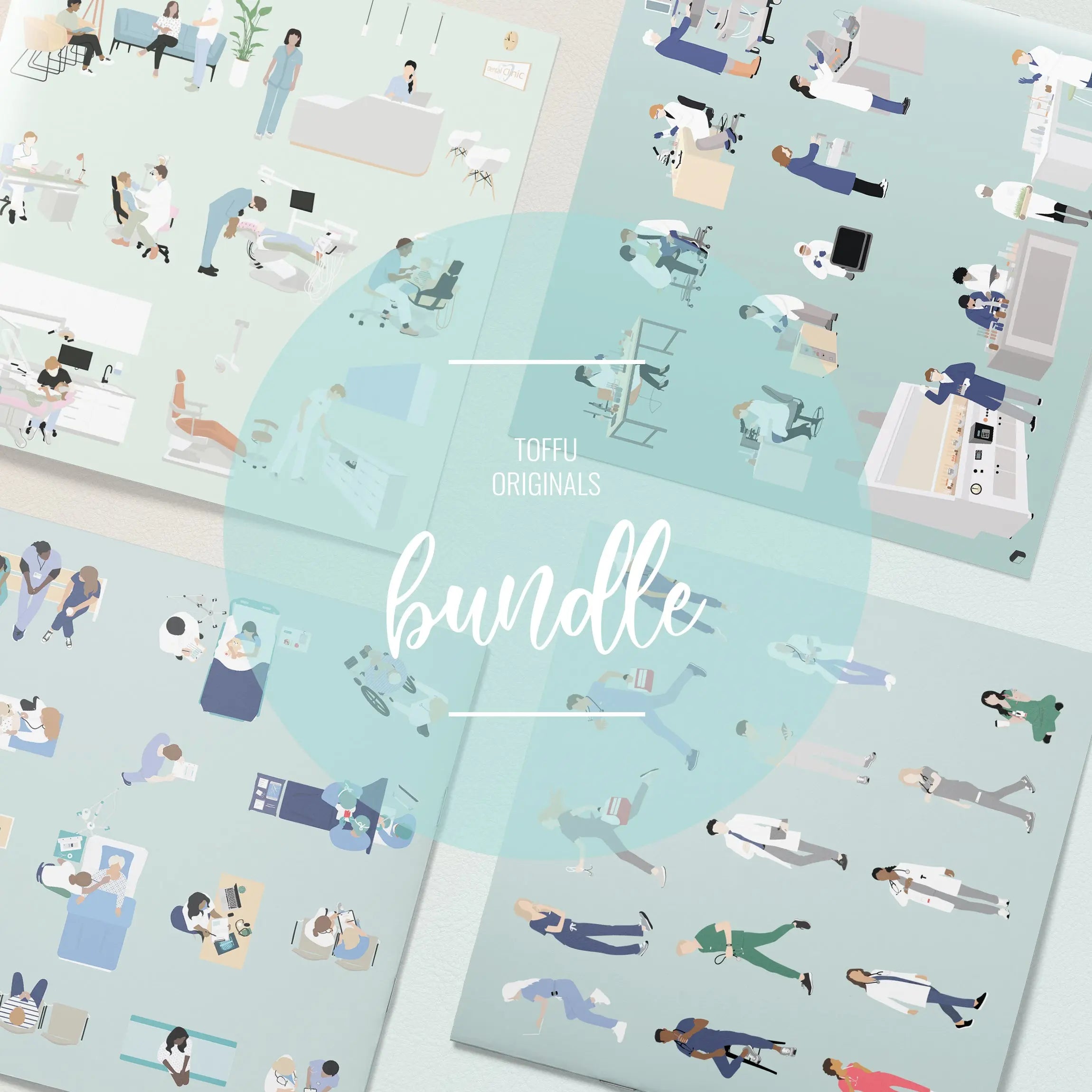 Flat Vector Healthcare Bundle Digital Artwork drawings | Toffu Co