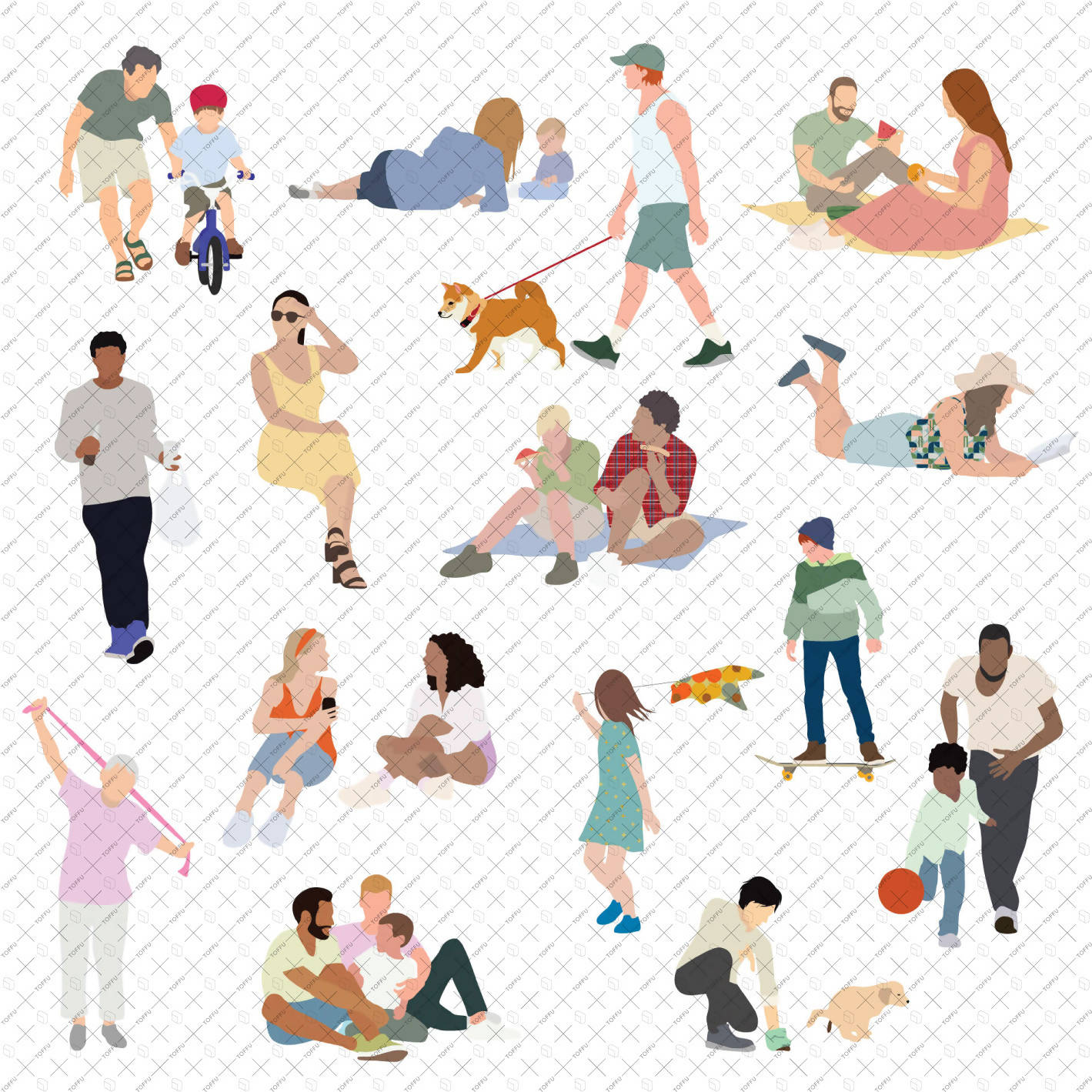 Flat Vector People At The Park PNG - Toffu Co
