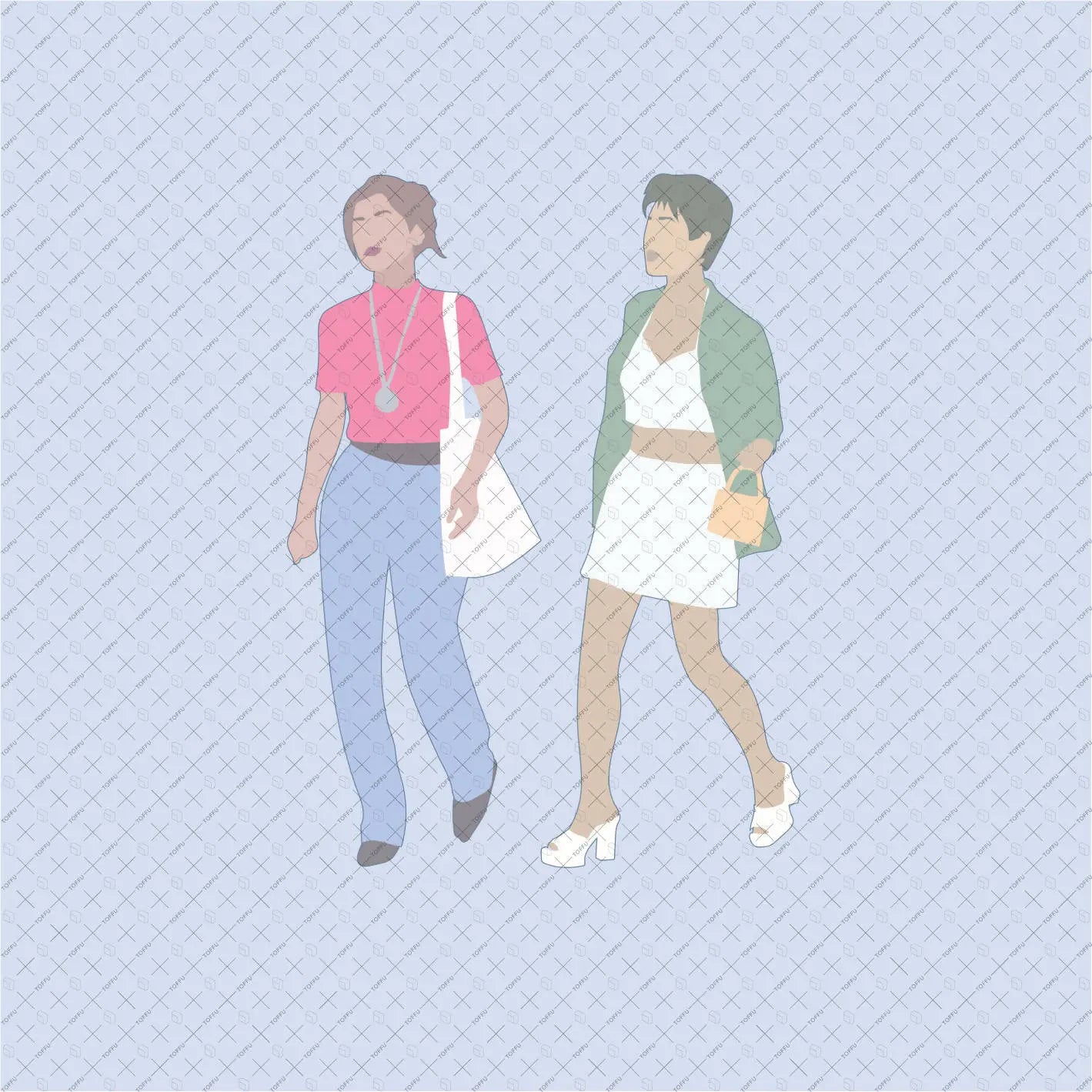 Flat Vector People Women Figures Digital Artwork drawings | Toffu Co