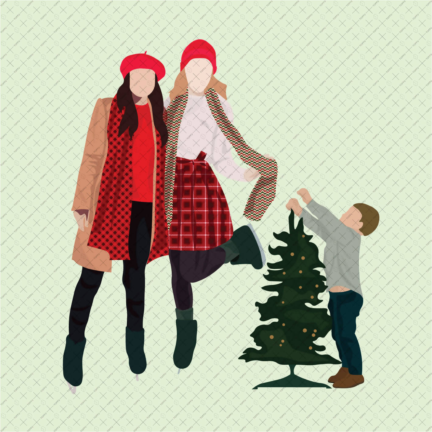 Flat Vector Christmas Pack (22 Figures) PNG - Toffu Co