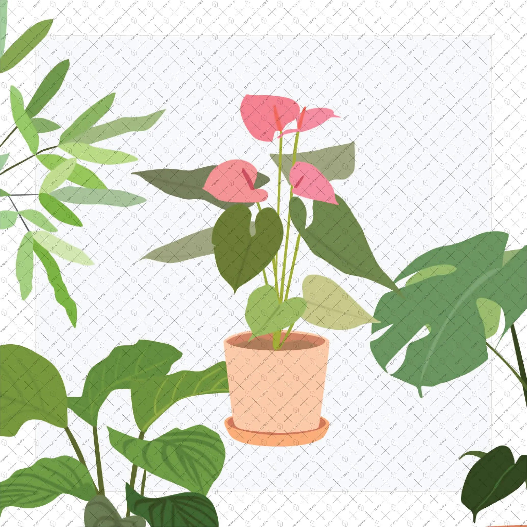 Flat Vector Indoor Plants Collection (20 Figures) Digital Artwork drawings | Toffu Co