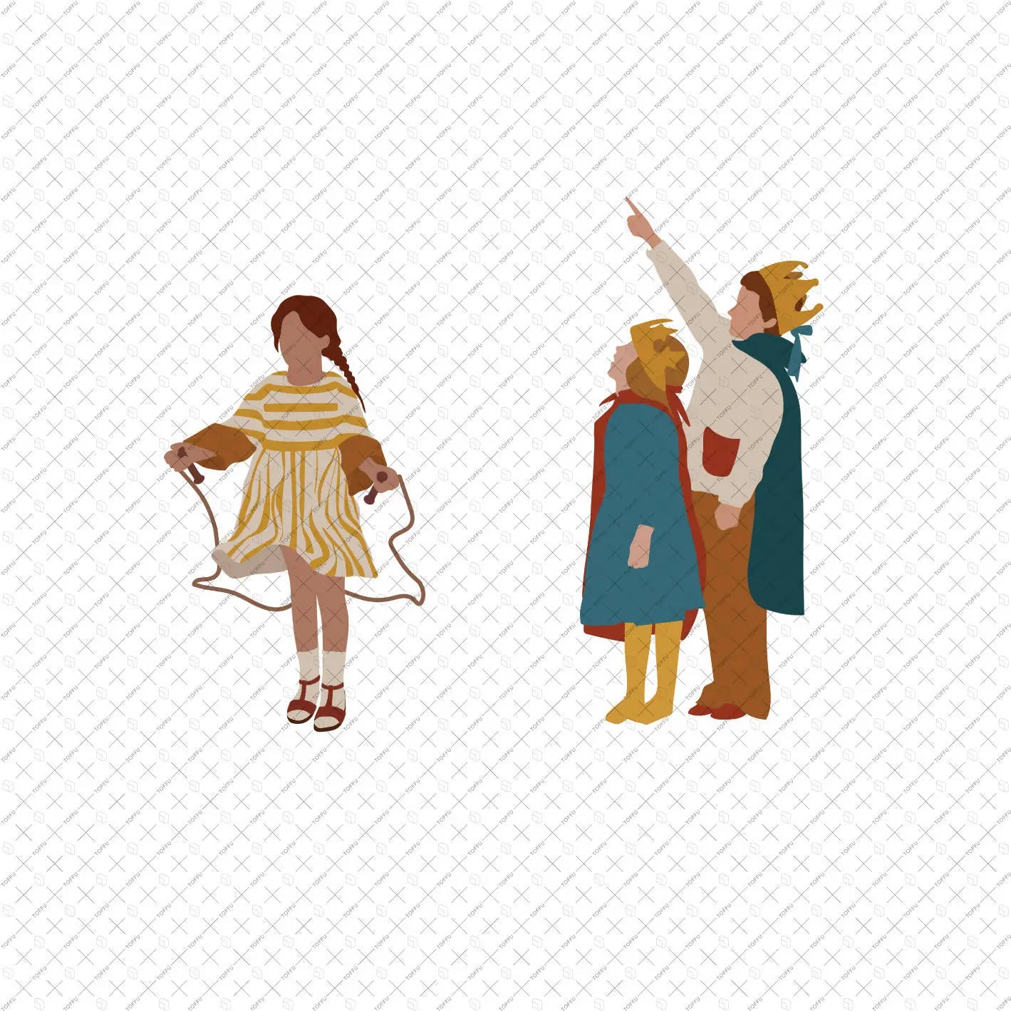 Flat Vector People - Kids Playing Digital Artwork drawings | Toffu Co