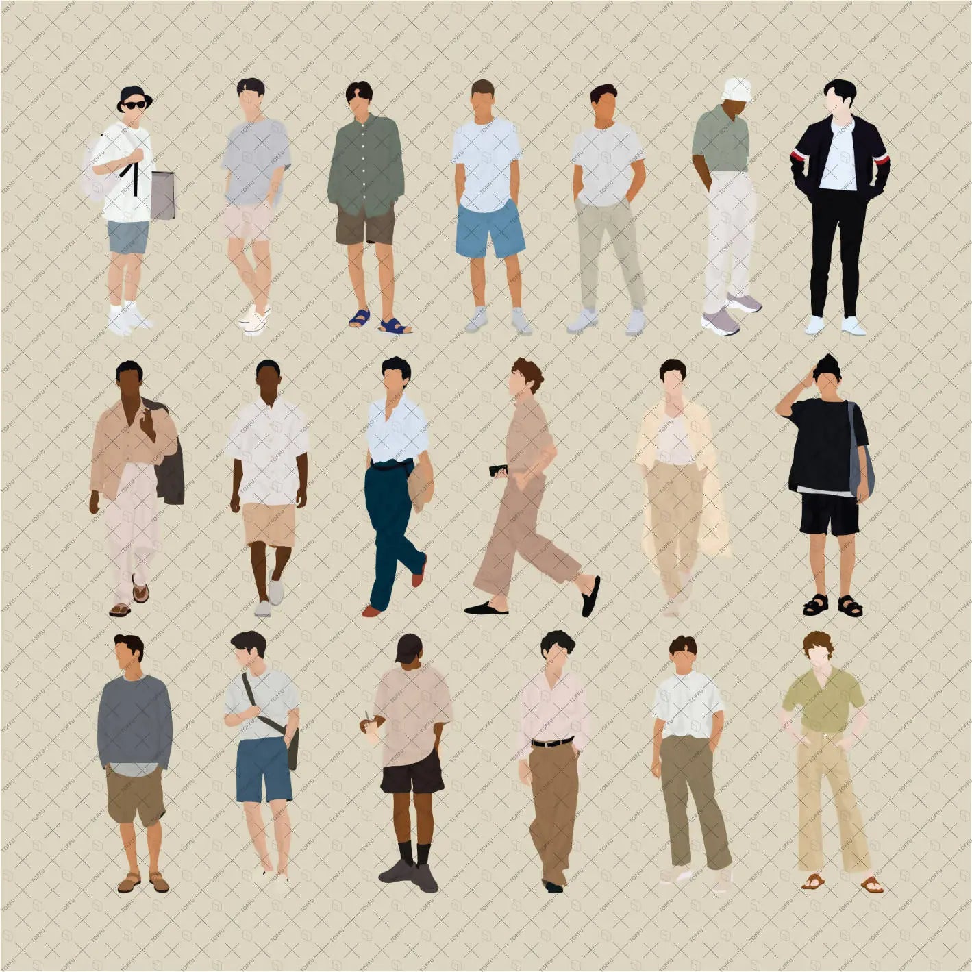 Flat Vector Men In Street Style Digital Artwork drawings | Toffu Co