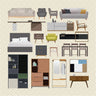 Flat Vector Interior Furniture Front & Side View Digital Artwork drawings | Toffu Co