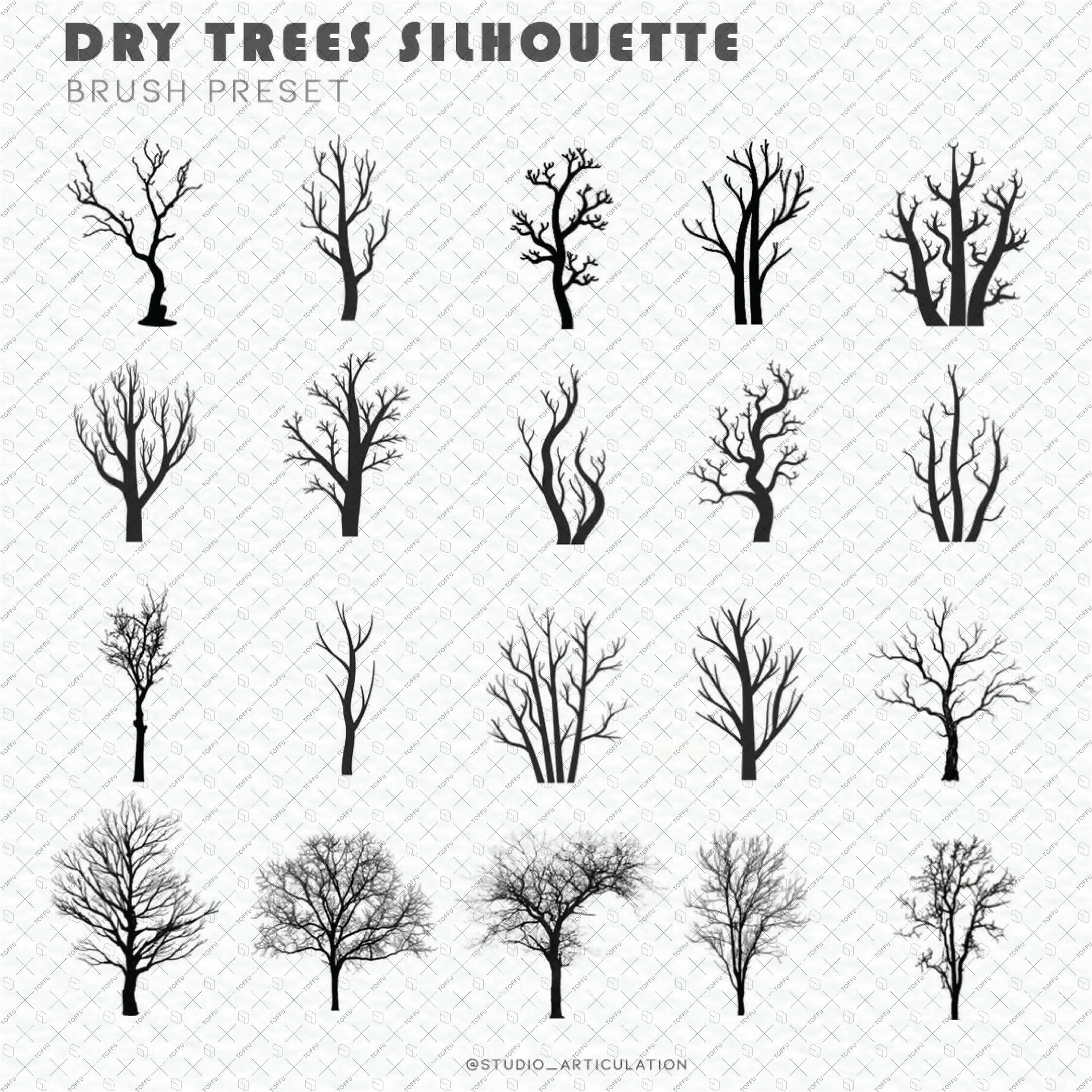 Brush Dry Trees Silhouettes PNG - Toffu Co