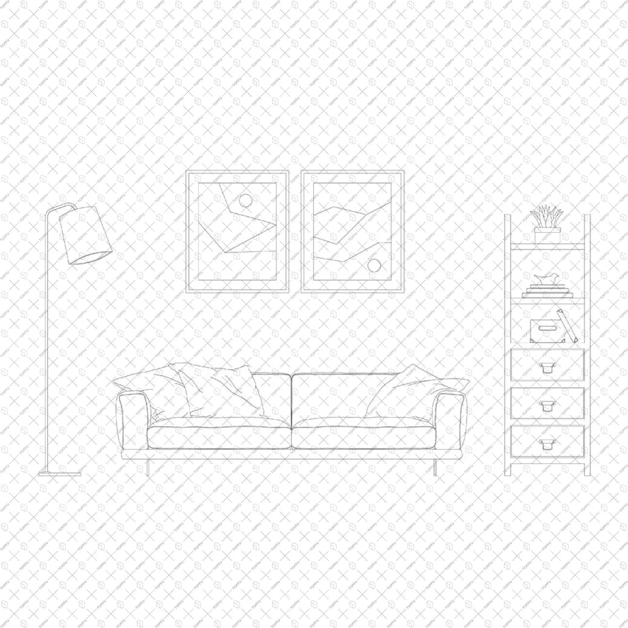 Cad Industrial Style Home Decor Elevation Digital Artwork drawings | Toffu Co