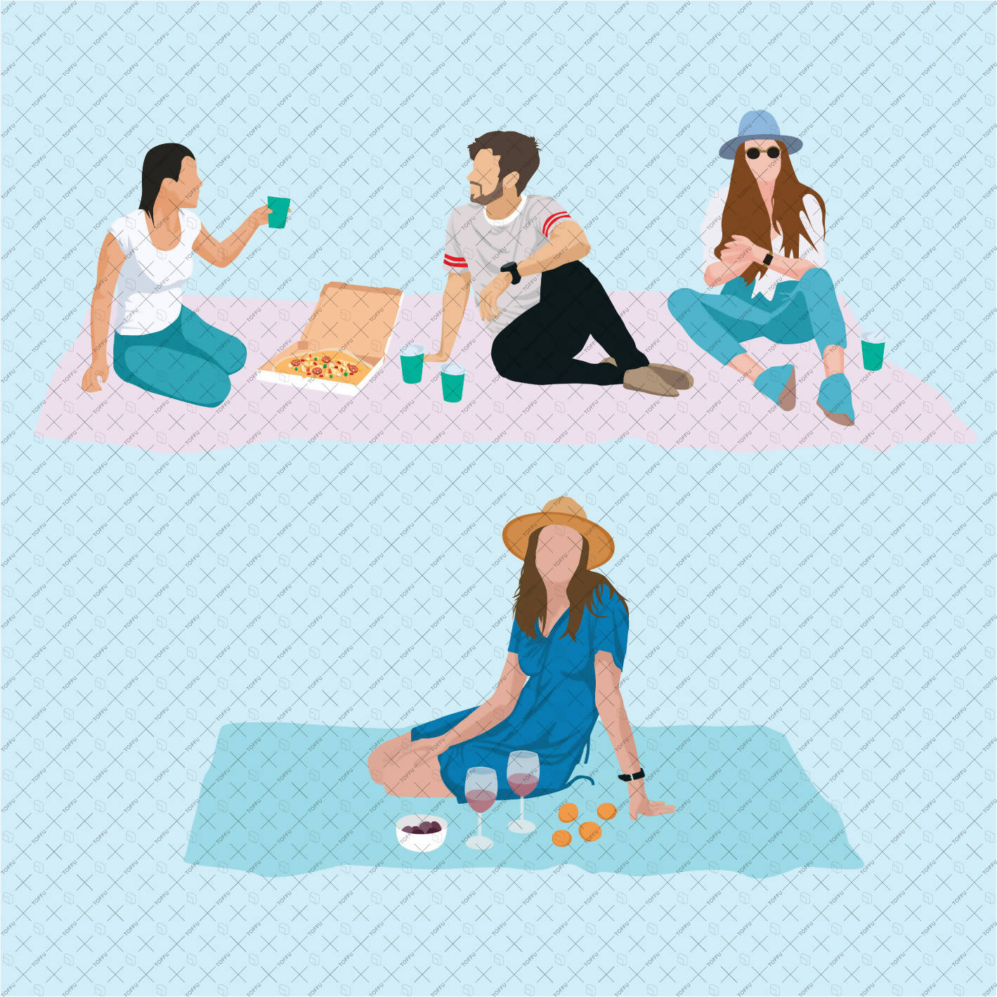 Flat Vector Park People PNG - Toffu Co