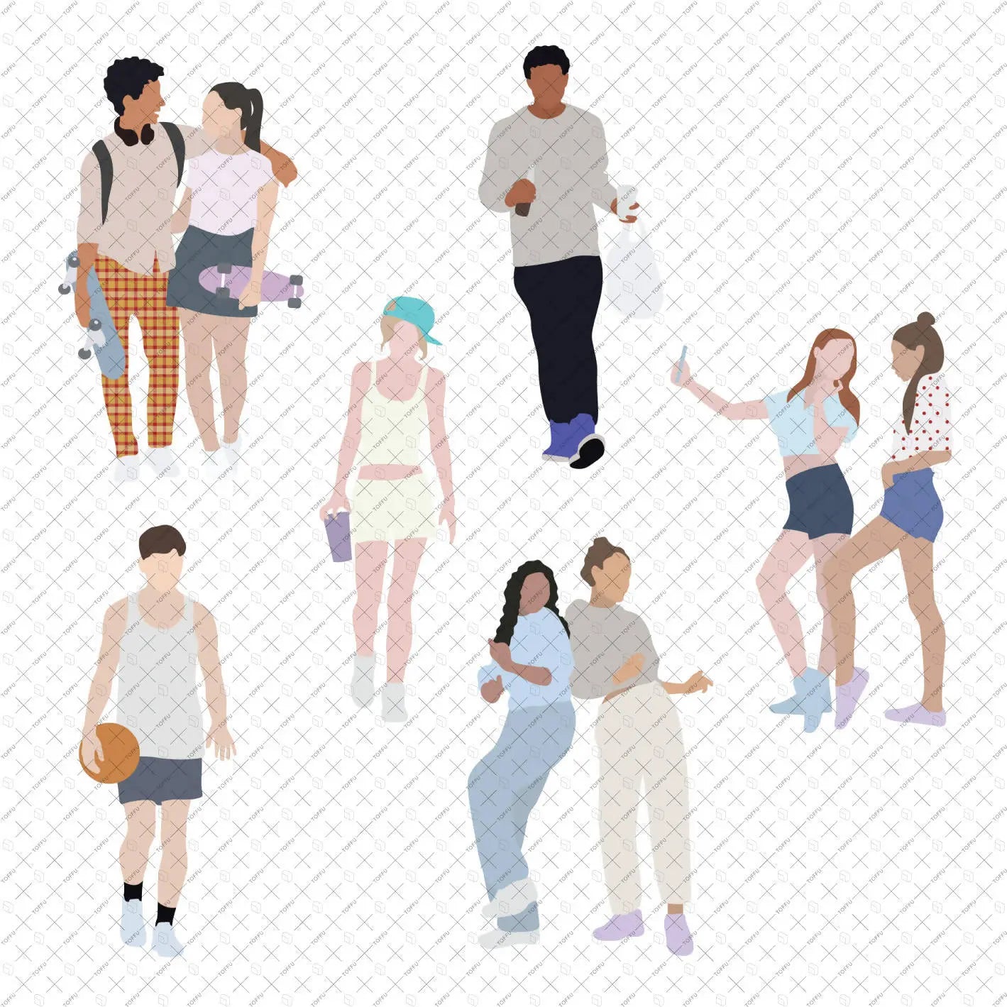 Flat Vector Teenagers Digital Artwork drawings | Toffu Co