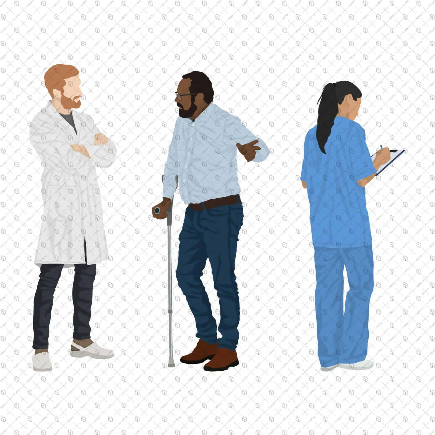 Flat Vector People at the Hospital Digital Artwork drawings | Toffu Co