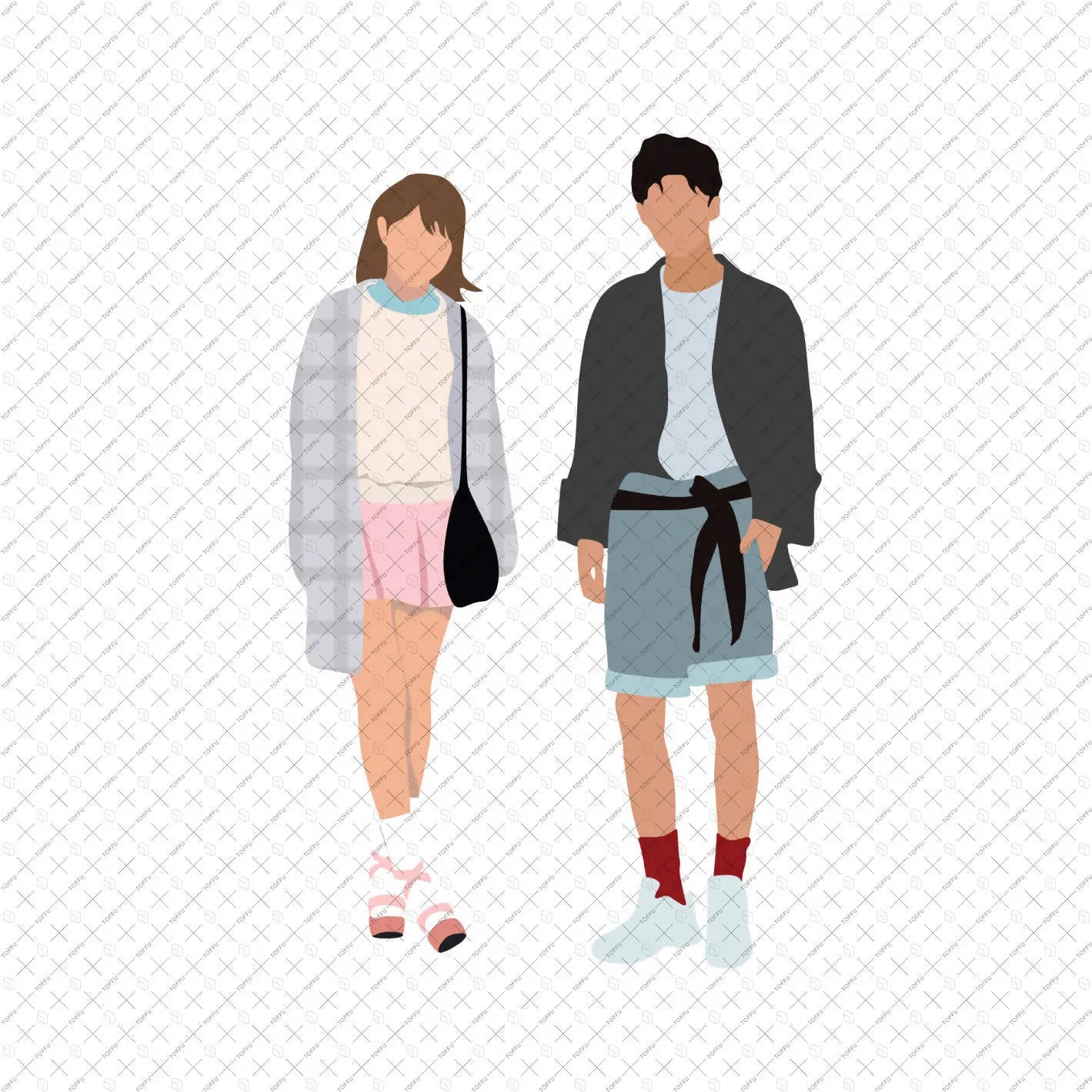 Flat Vector Asian Street Fashion Digital Artwork drawings | Toffu Co