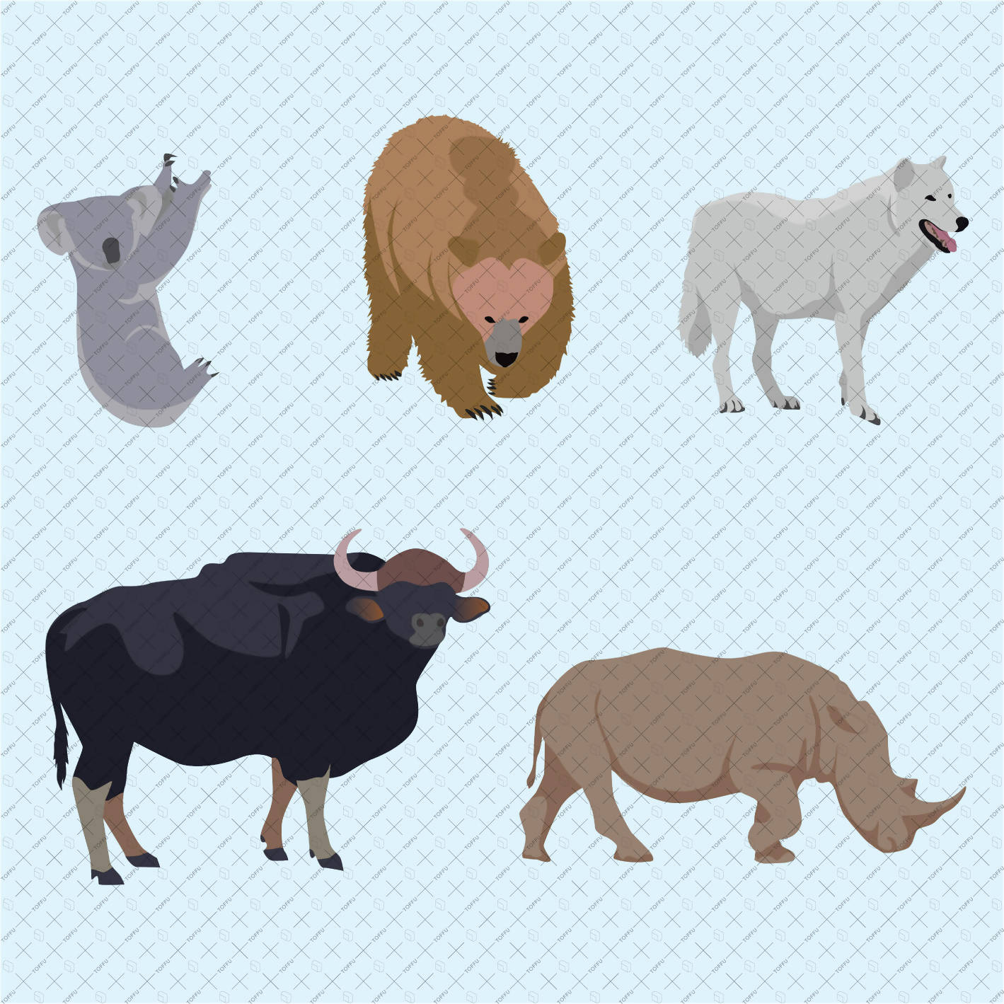 Flat Vector 100 Wild Animals & Birds PNG - Toffu Co