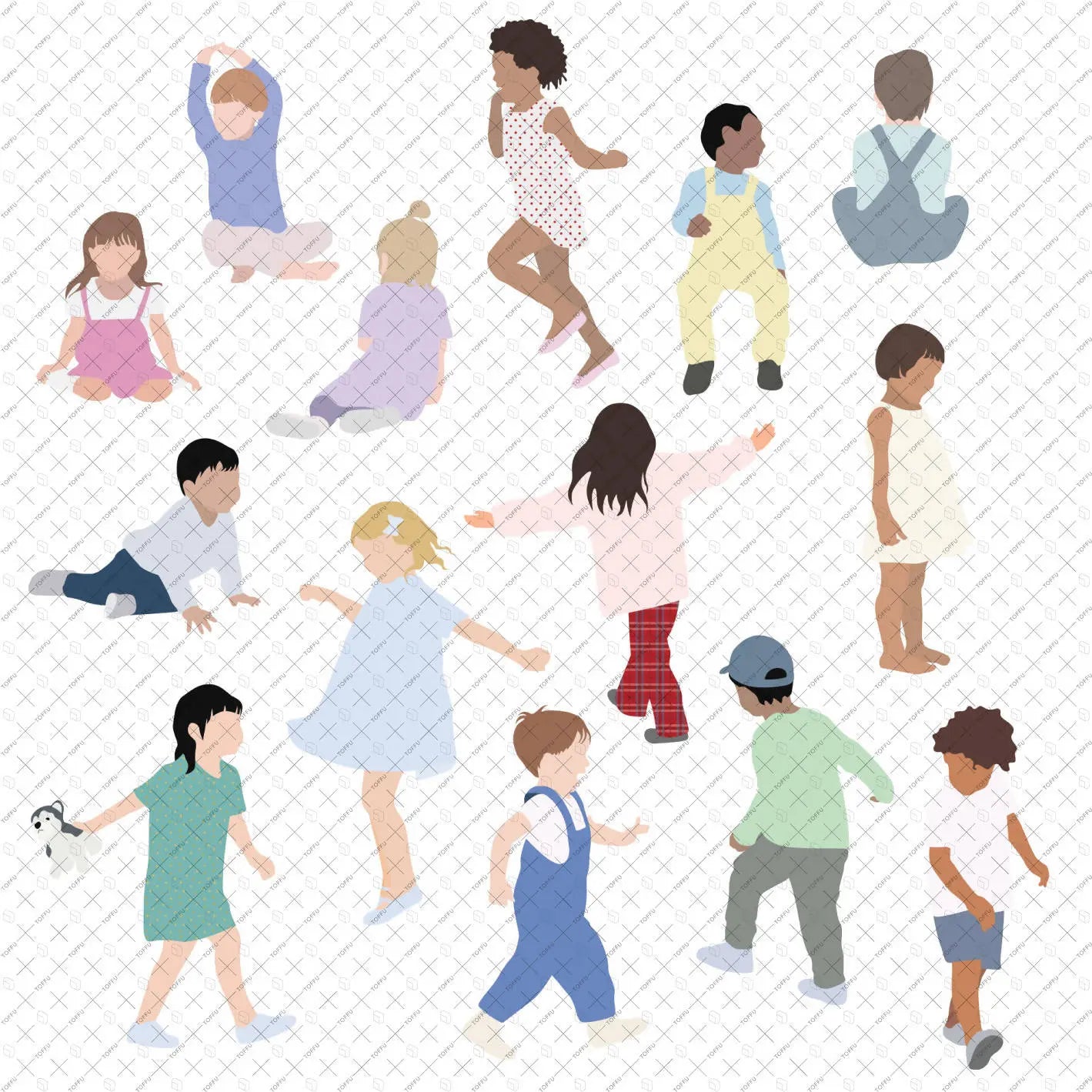 Flat Vector Raphic Children Flat Vector Kindergarten Kids – Toffu Co