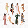 Flat Vector Women in Slit Dresses PNG - Toffu Co