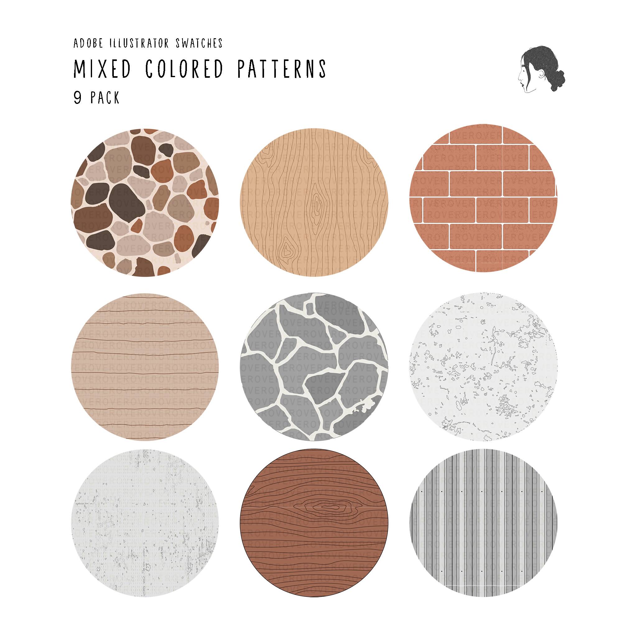Swatch Mixed Colored Patterns PNG - Toffu Co