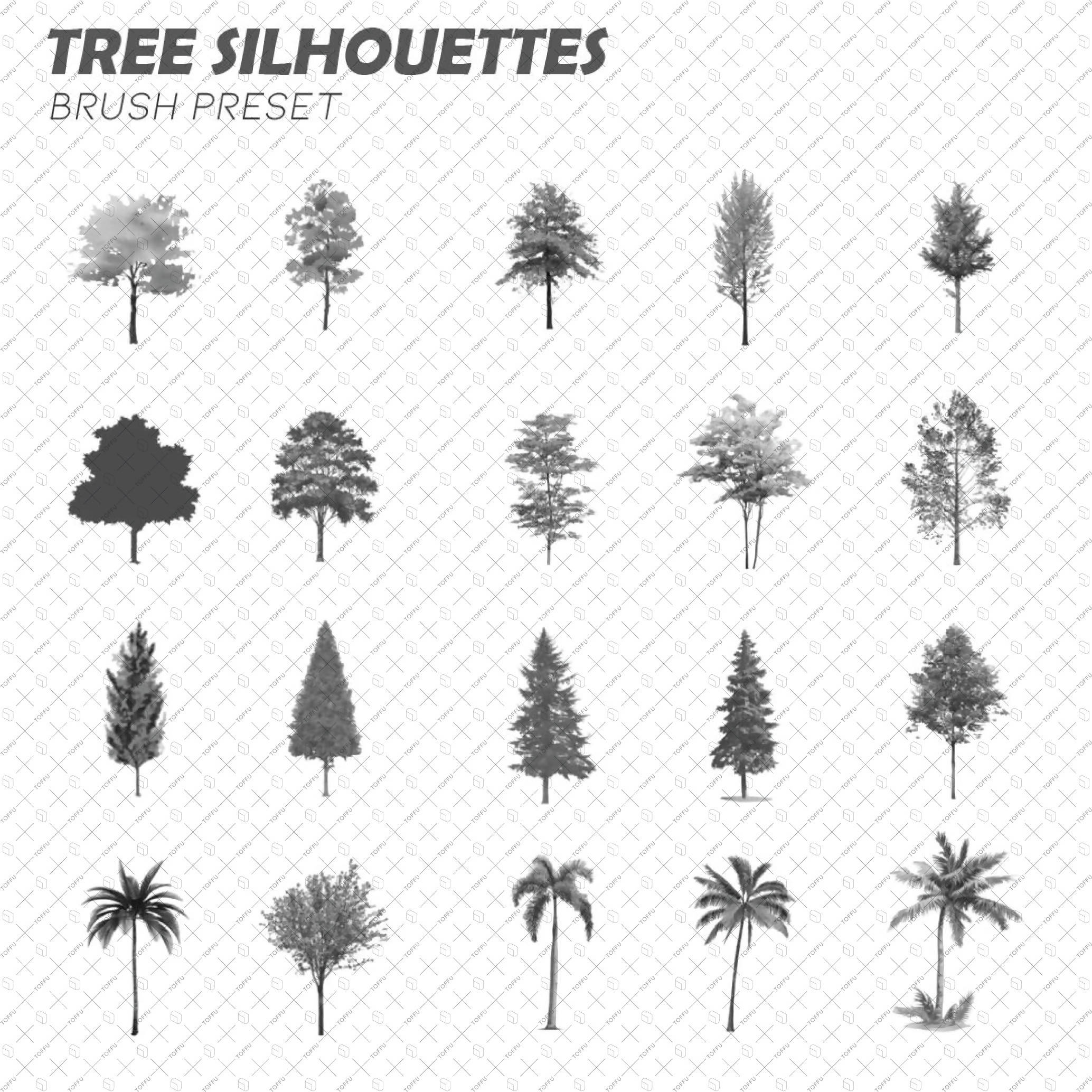 Brush Tree Silhouette PNG - Toffu Co
