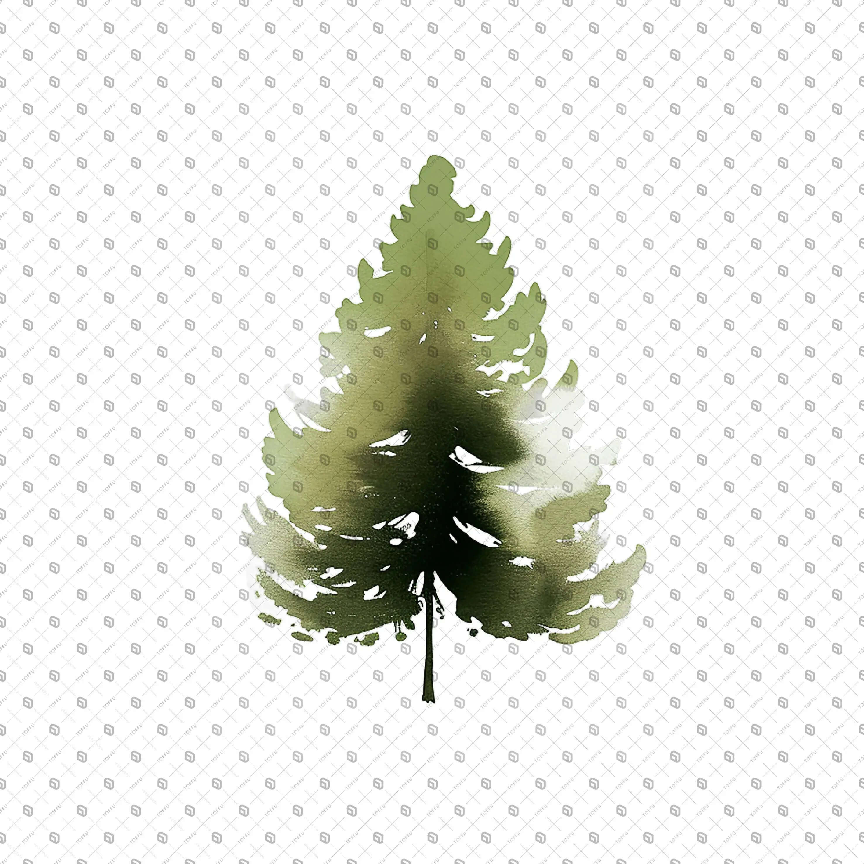 Flat Vector Set of Watercolor Trees Digital Artwork drawings | Toffu Co