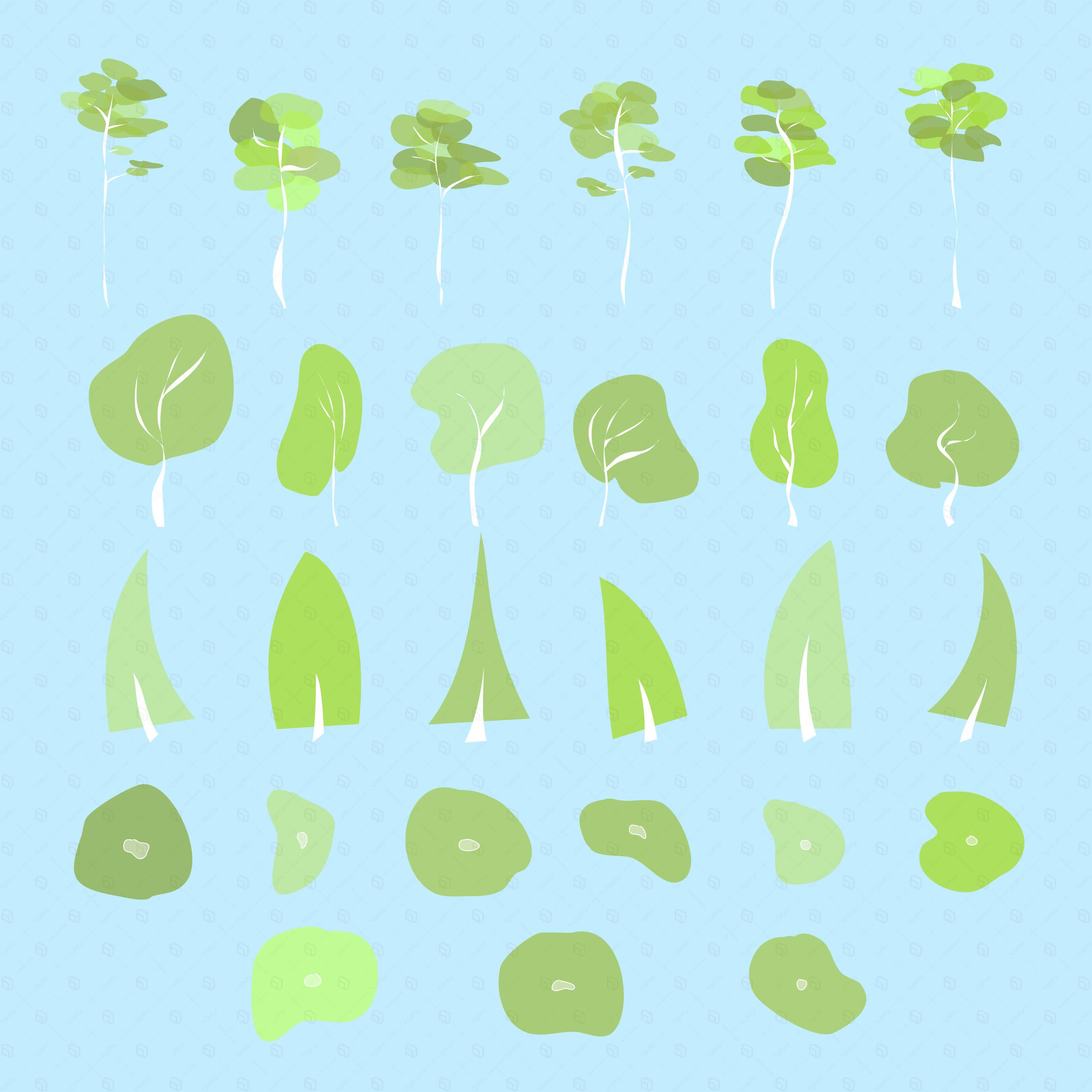 Flat Vector Concept Abstract Trees PNG - Toffu Co