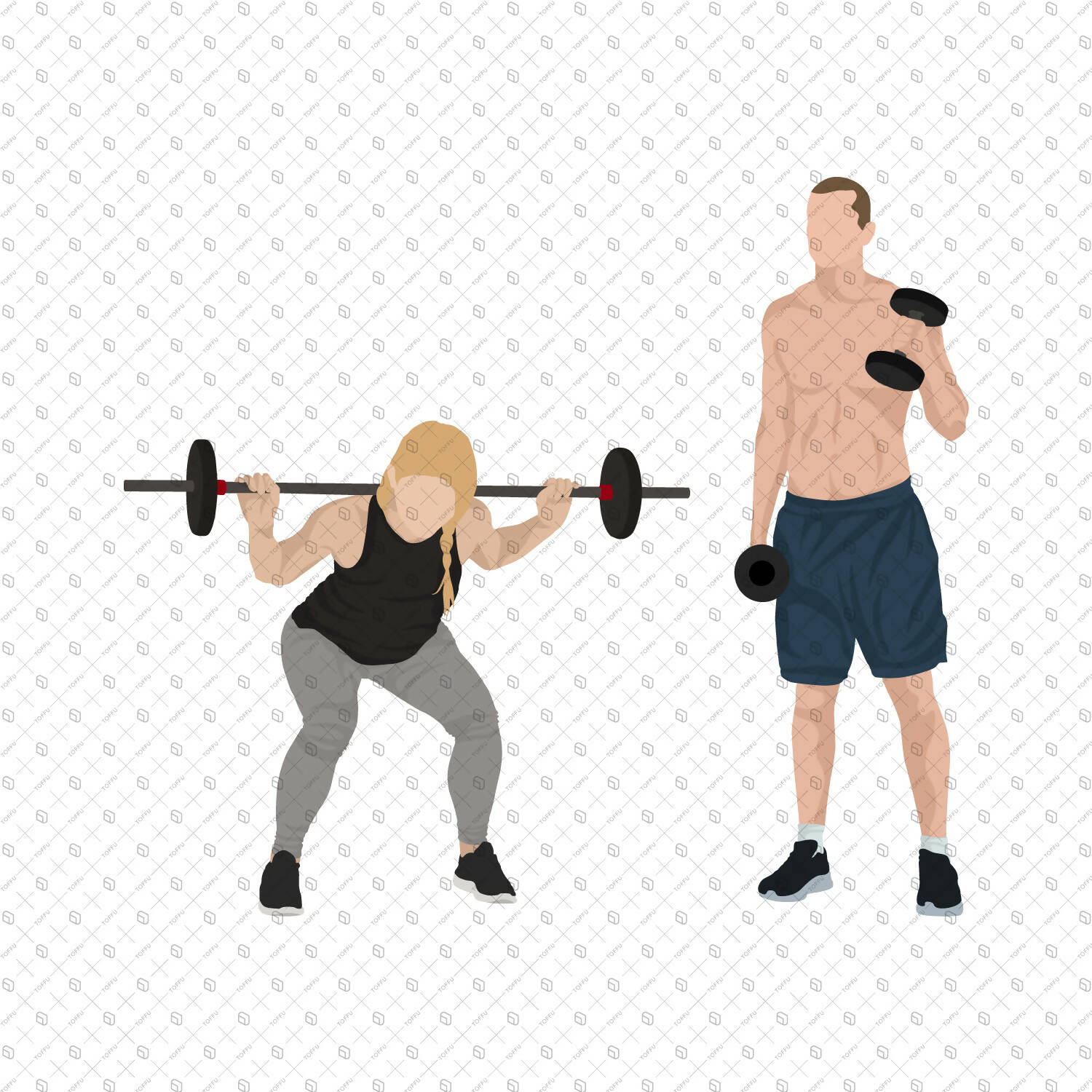 Flat Vector People Working Out PNG - Toffu Co