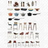 Cutout Kitchen Furniture (50 figures) Digital Artwork drawings | Toffu Co