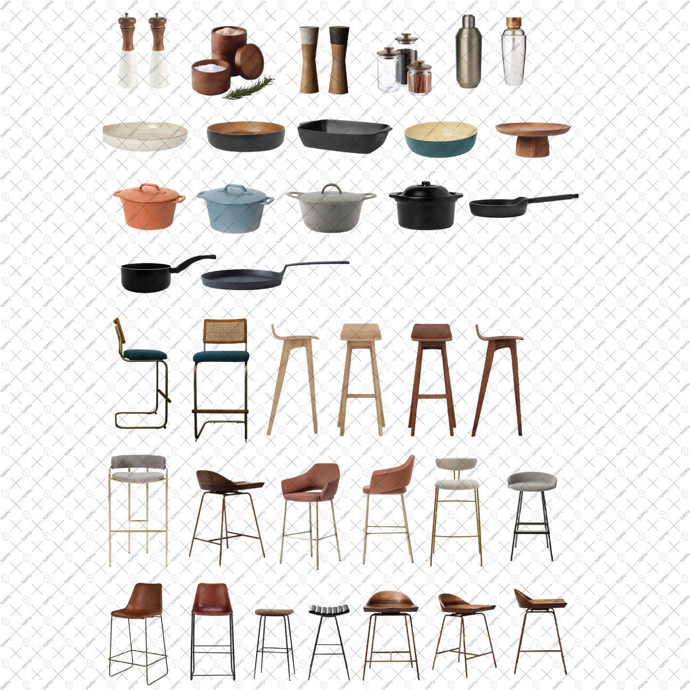 Cutout Kitchen Furniture (50 figures) PSD | Toffu Co