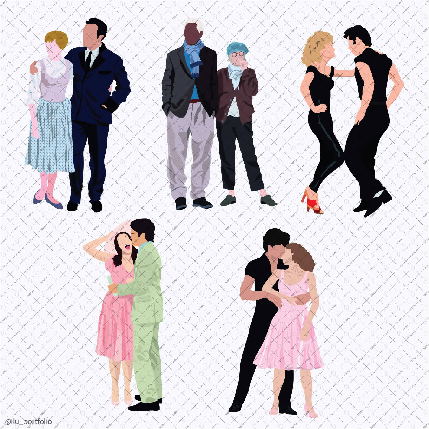Flat Vector People - Movie Couples PNG - Toffu Co