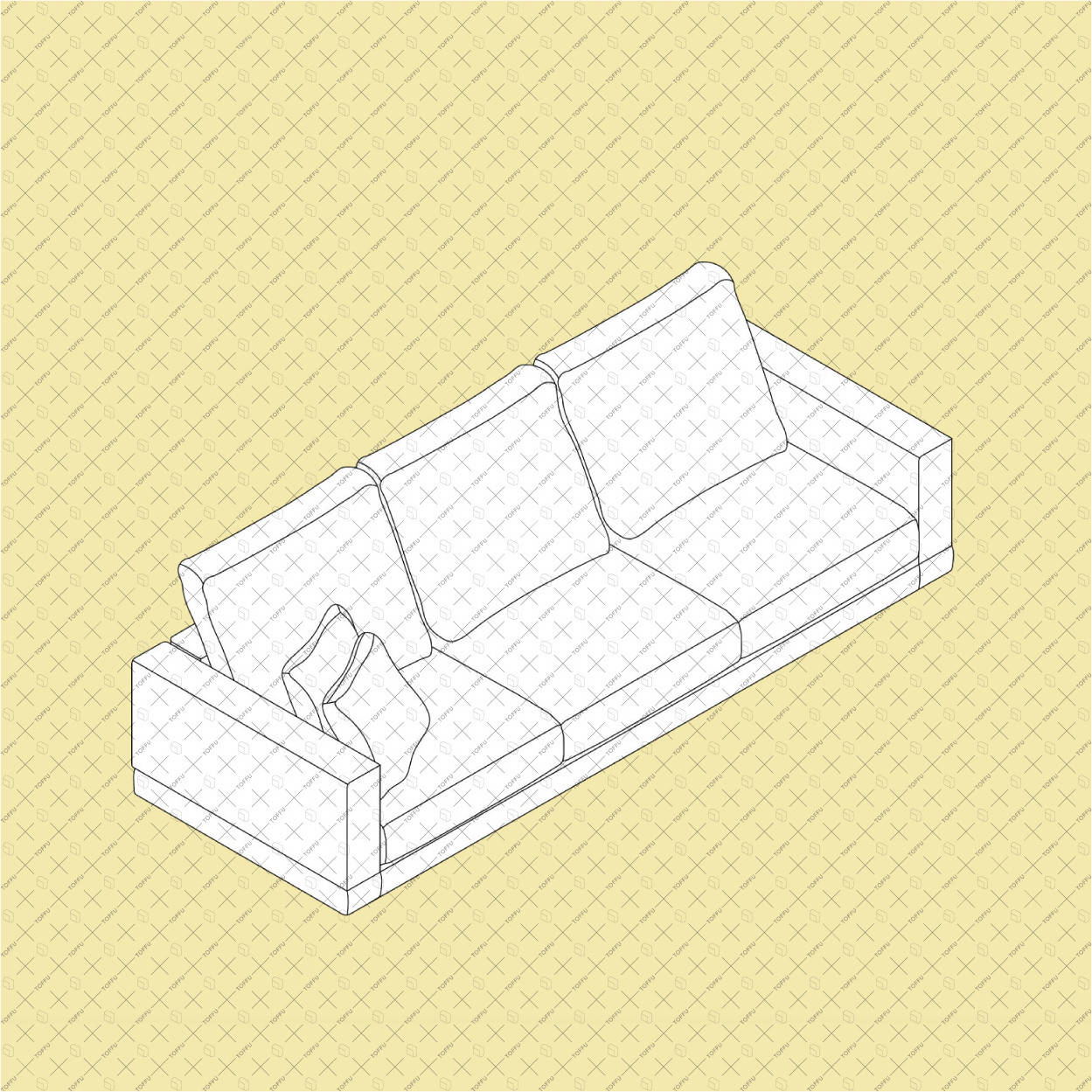 Cad Sofa Drawing Plan, Elevation, Isometric DWG | Toffu Co