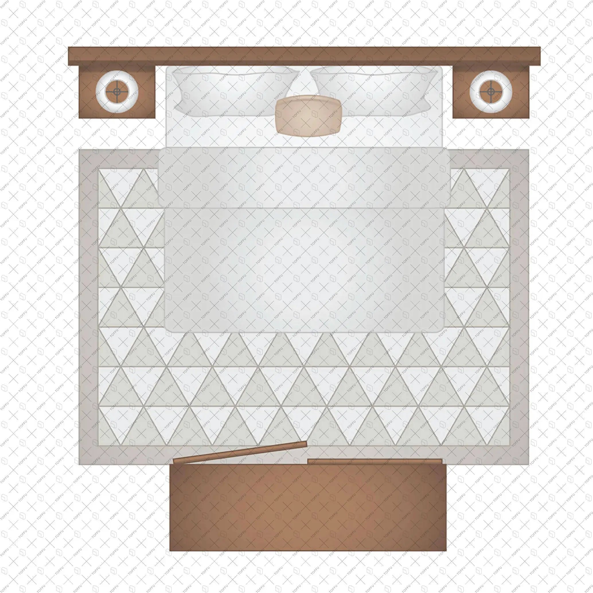 Flat Vector Bedroom Top View PNG - Toffu Co