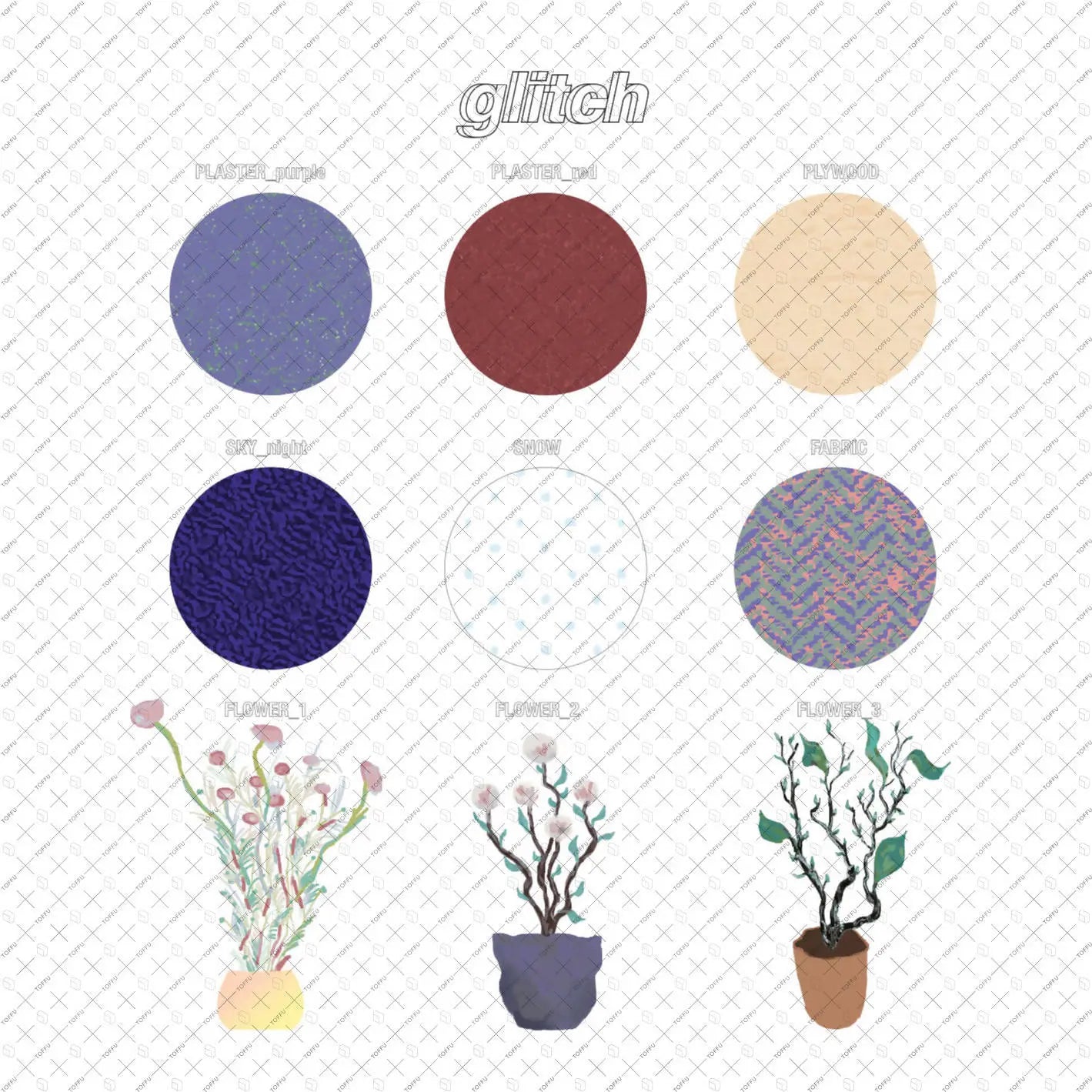 Swatch Snow Corner With Flat Vector Plants Digital Artwork drawings | Toffu Co