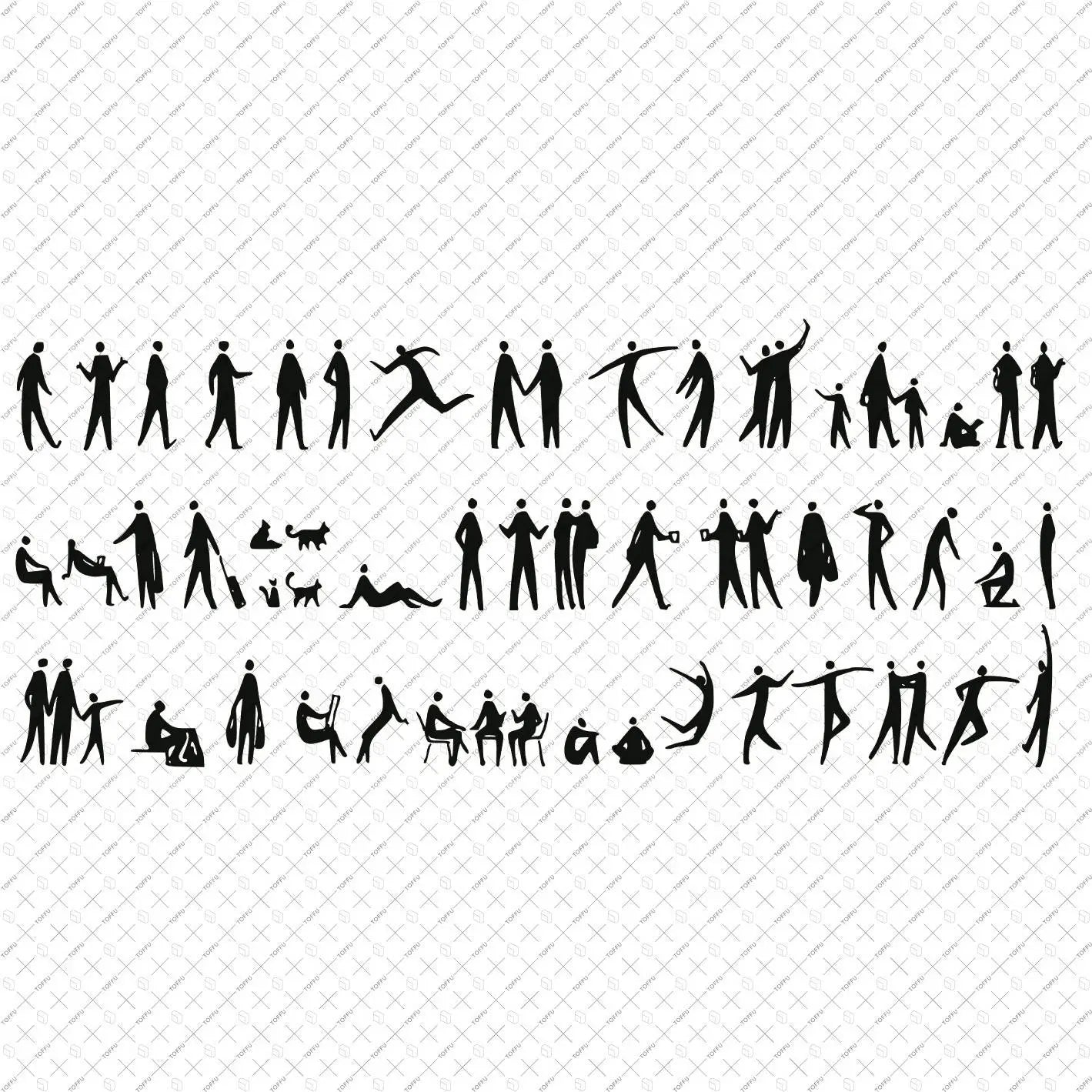 Flat Icon - Flat Vector Hand-drawn People Silhouette Digital Artwork drawings | Toffu Co