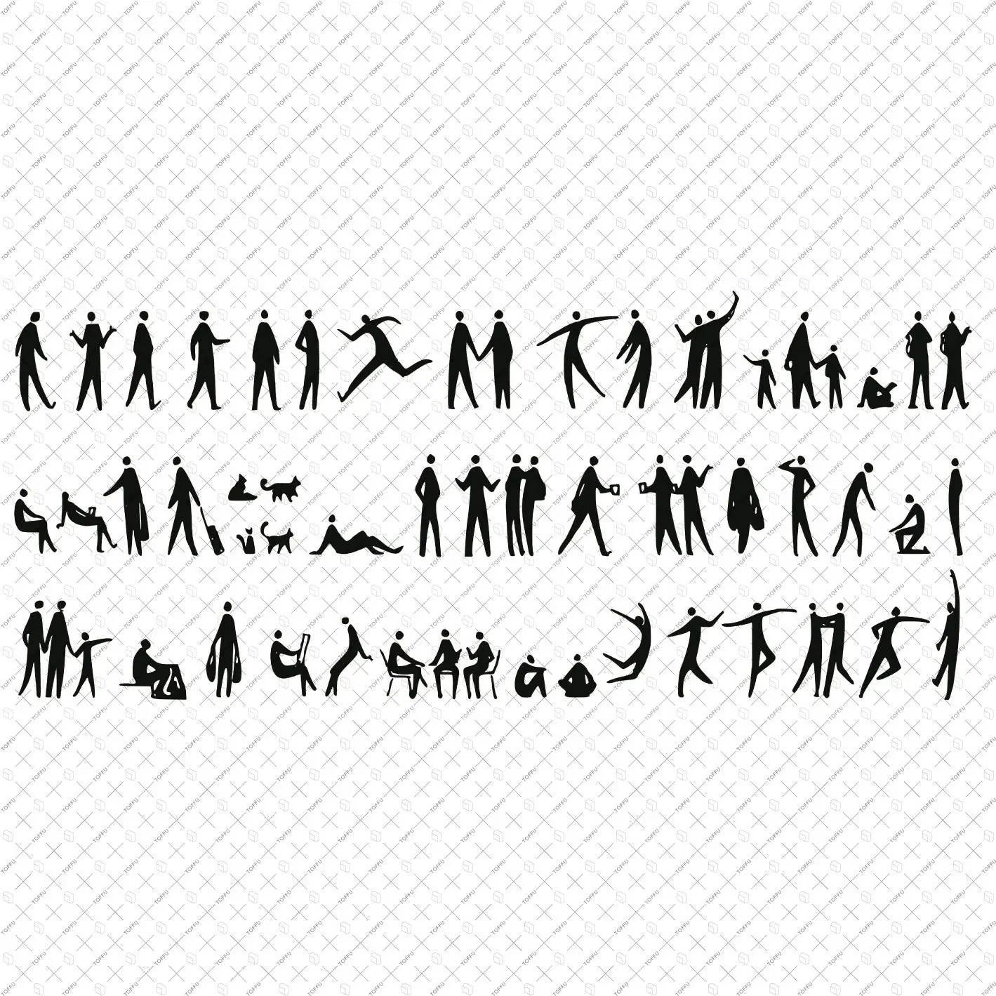 Flat Icon - Flat Vector Hand-drawn People Silhouette PNG - Toffu Co