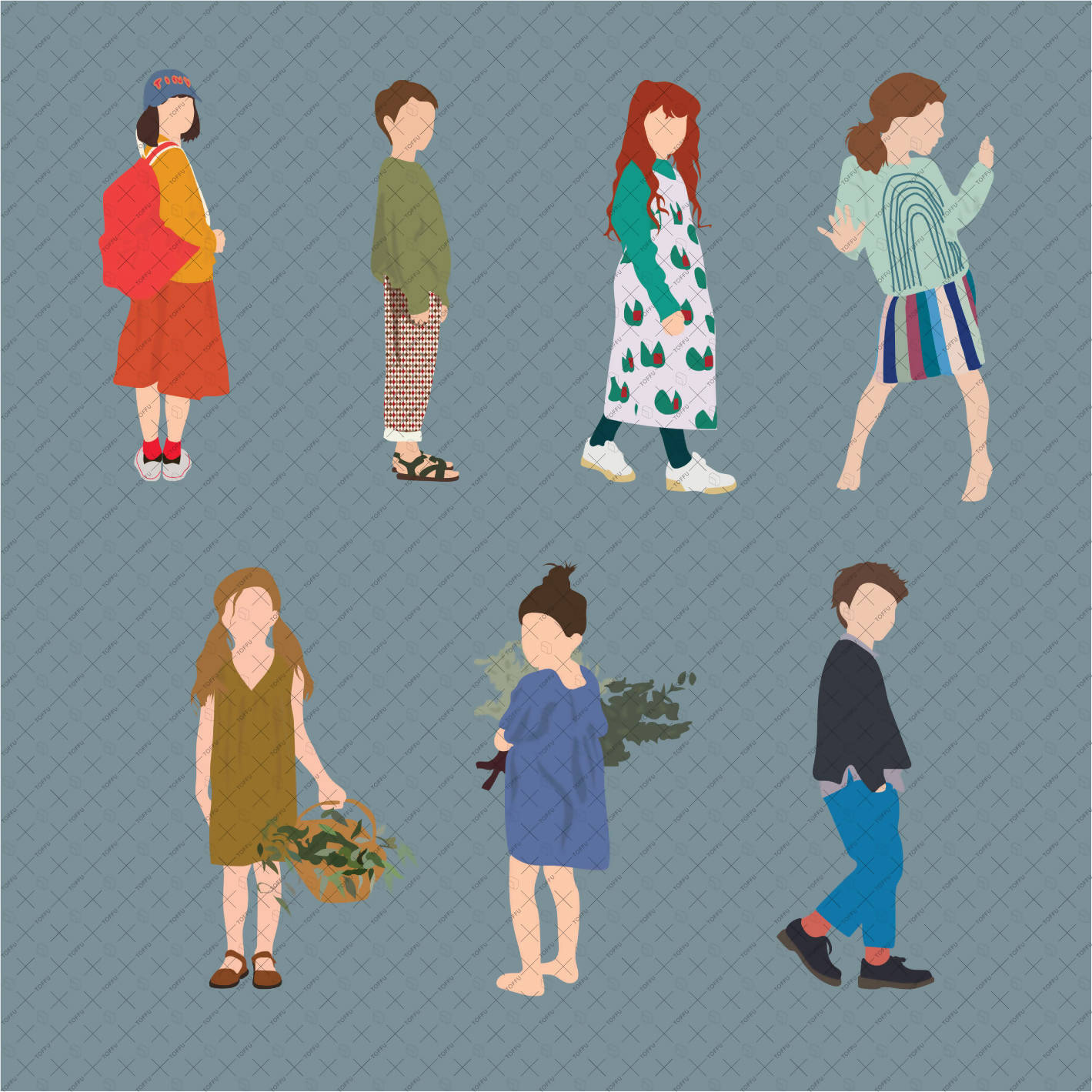 Flat Vector Kids PNG - Toffu Co