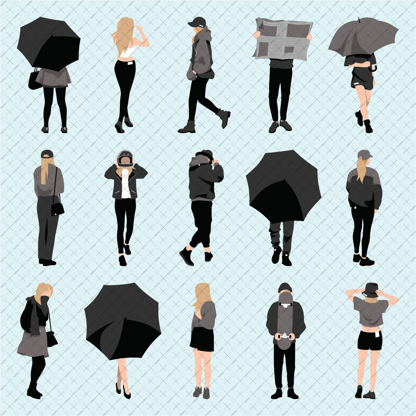 Flat Vector Not So Mysterious People PNG - Toffu Co