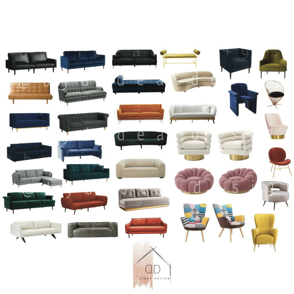 Procreate Sofa Armchair Cutouts PNG - Toffu Co