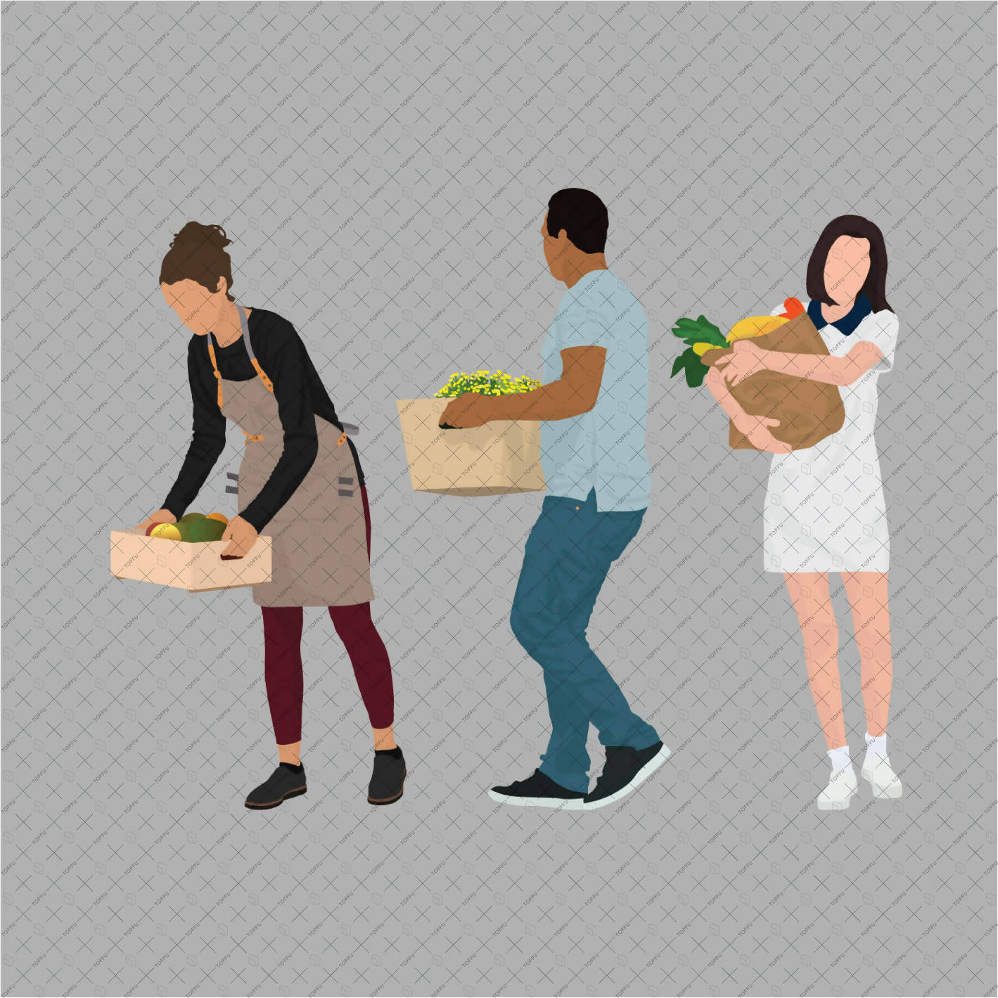 Flat Vector People At The Grocery Store PNG - Toffu Co