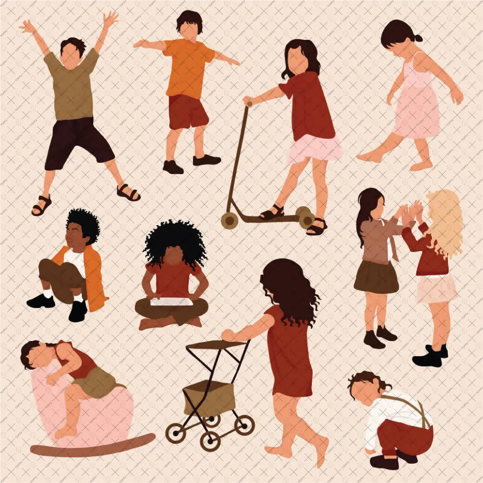 Flat Vector Raphic Children Flat Vector Children | Toffu Co