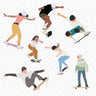 Flat Vector Skateboarders Digital Artwork drawings | Toffu Co