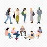 Flat Vector College Students Digital Artwork drawings | Toffu Co
