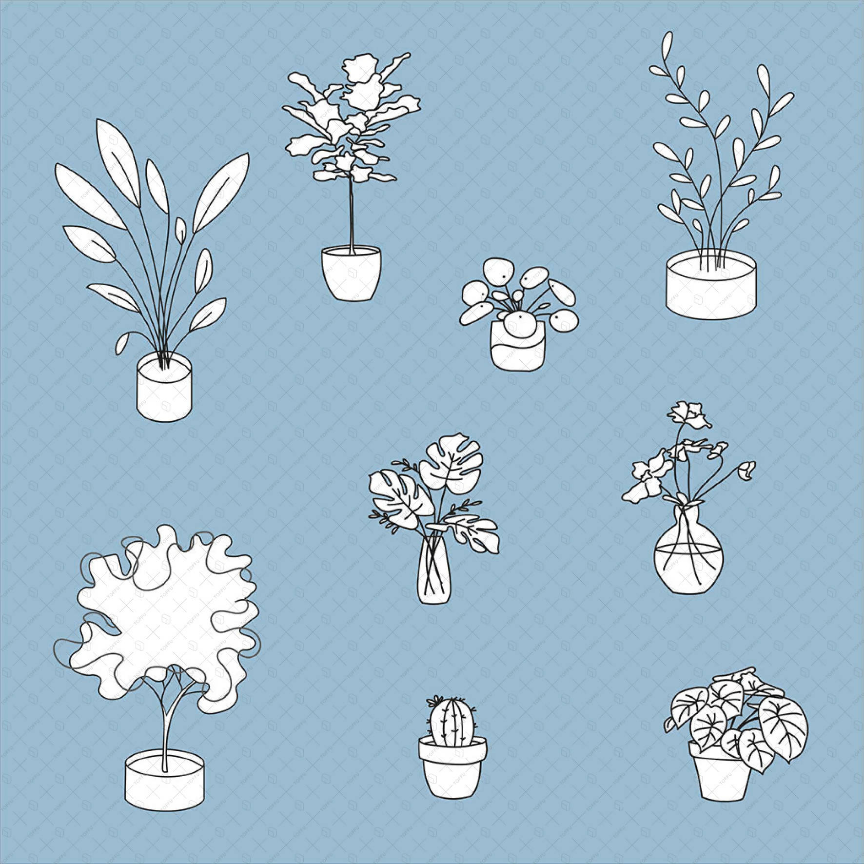 Flat Vector Plants PNG - Toffu Co