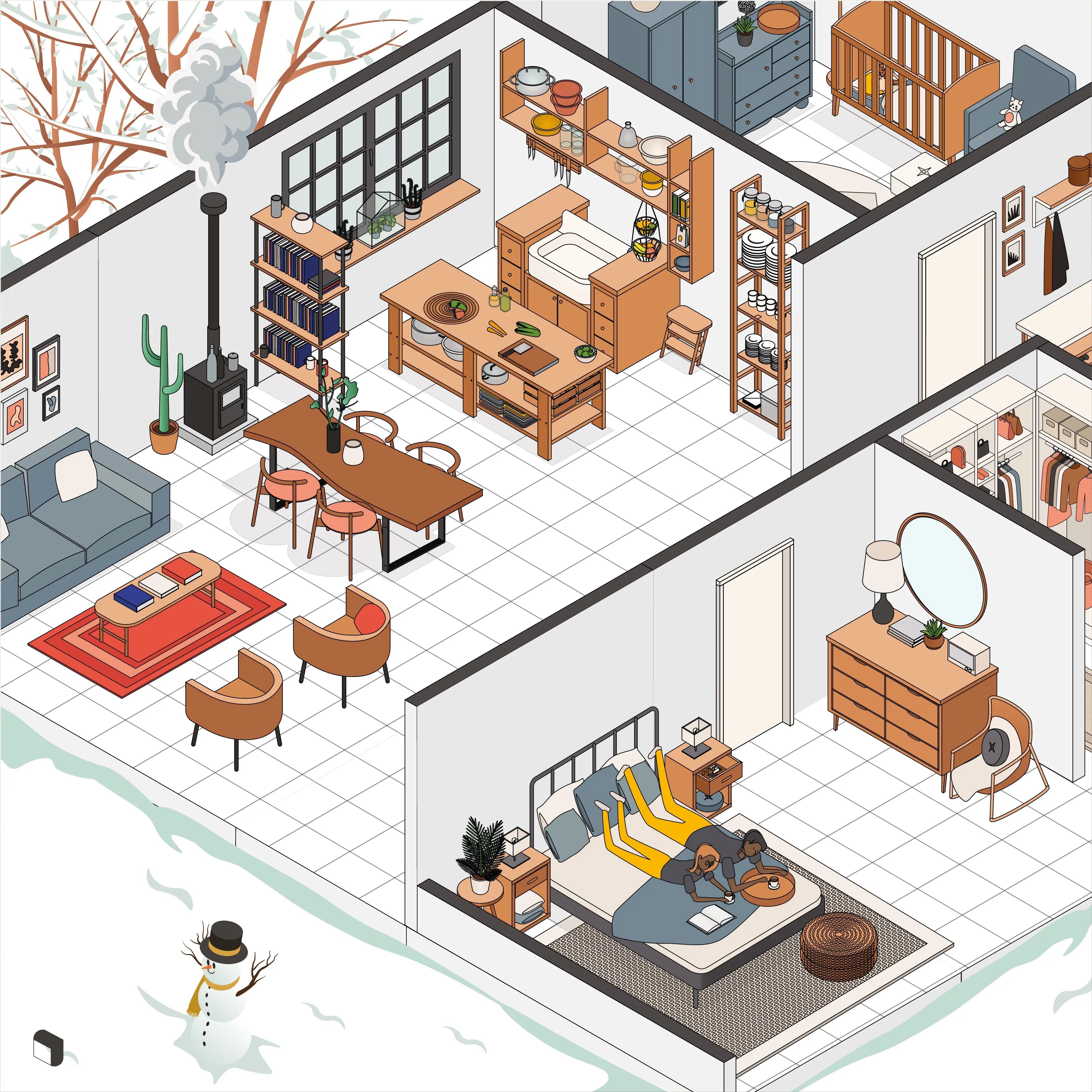 Axonometric Home Bundle Digital Artwork drawings | Toffu Co