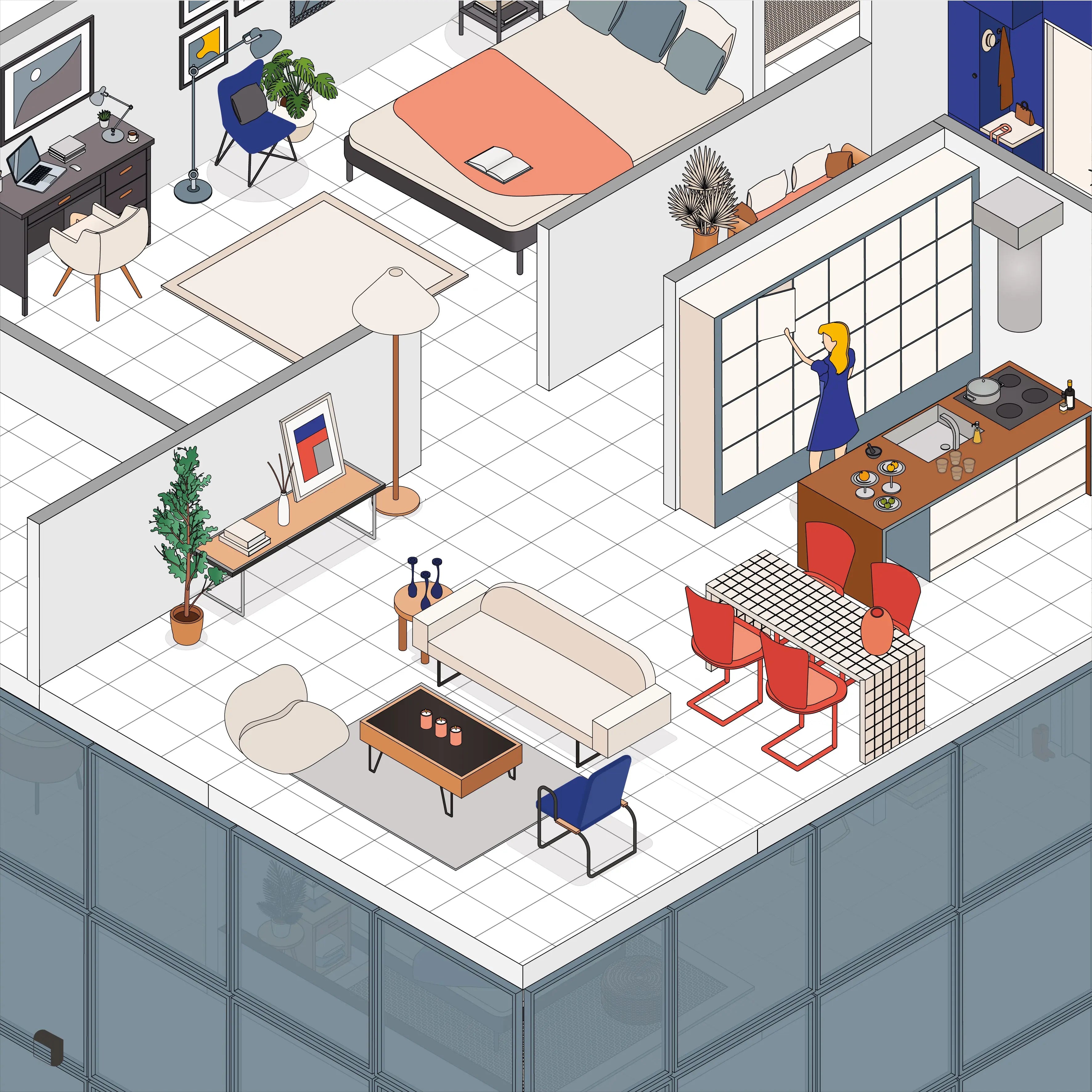 Axonometric Home Bundle Digital Artwork drawings | Toffu Co