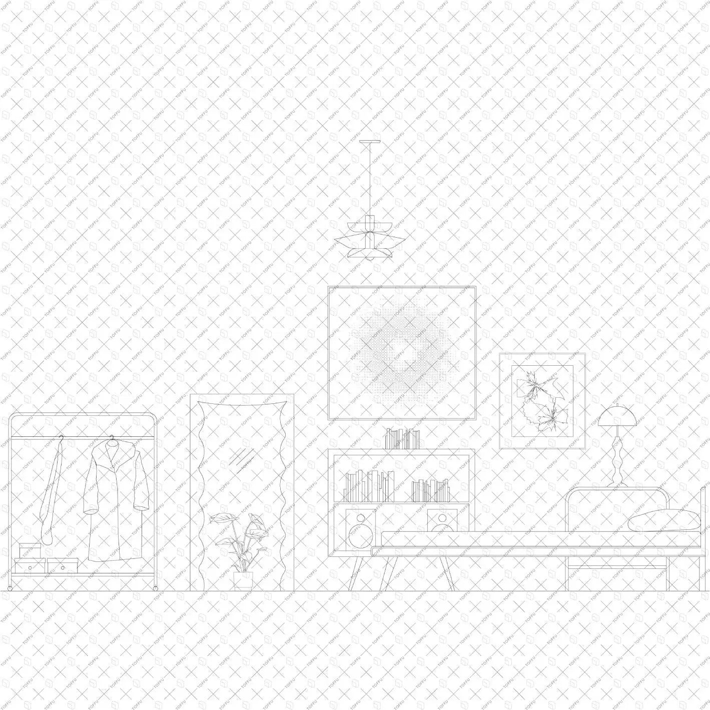 Flat Vector Modern Retro Style Home Interior Digital Artwork drawings | Toffu Co