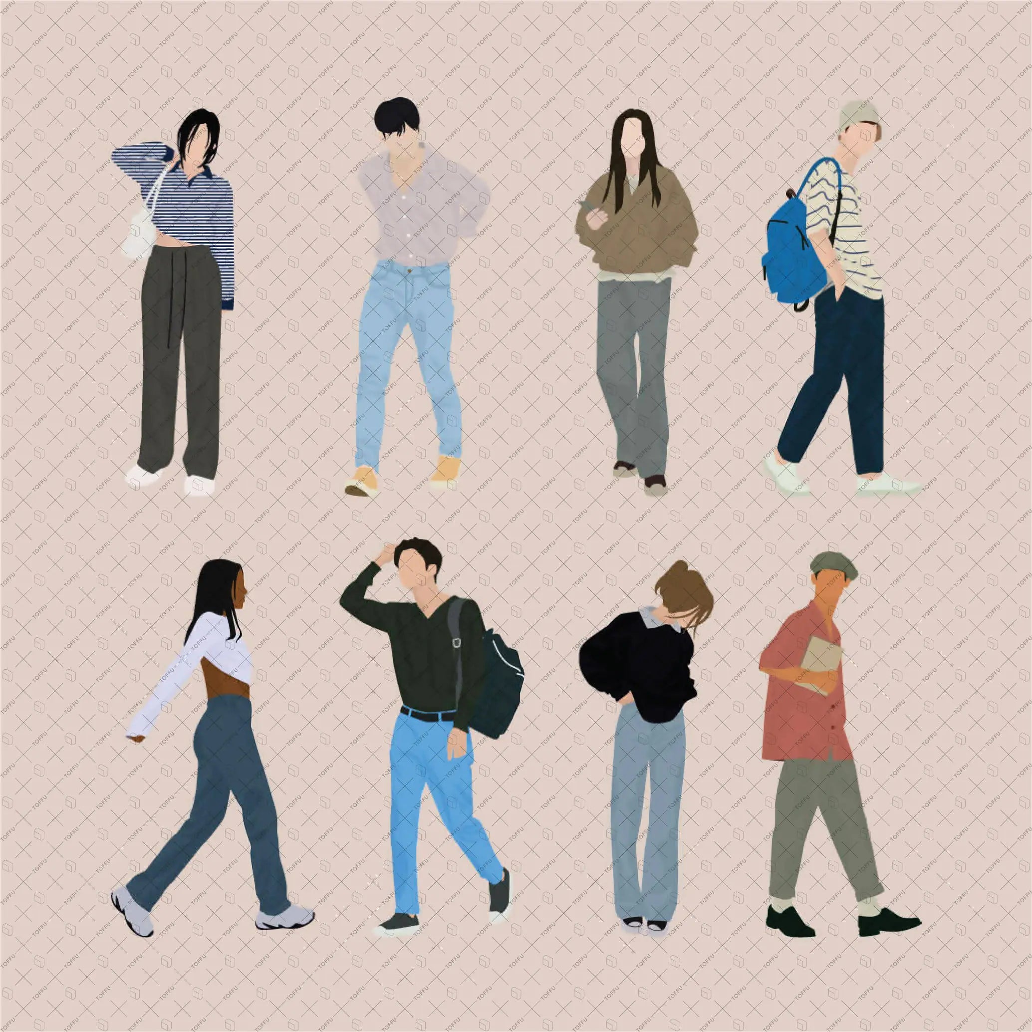 Flat Vector Urban People Digital Artwork drawings | Toffu Co