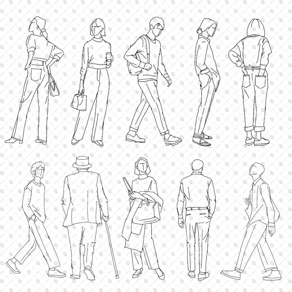 Procreate Freehand Sketch People Figures Brushset PNG - Toffu Co