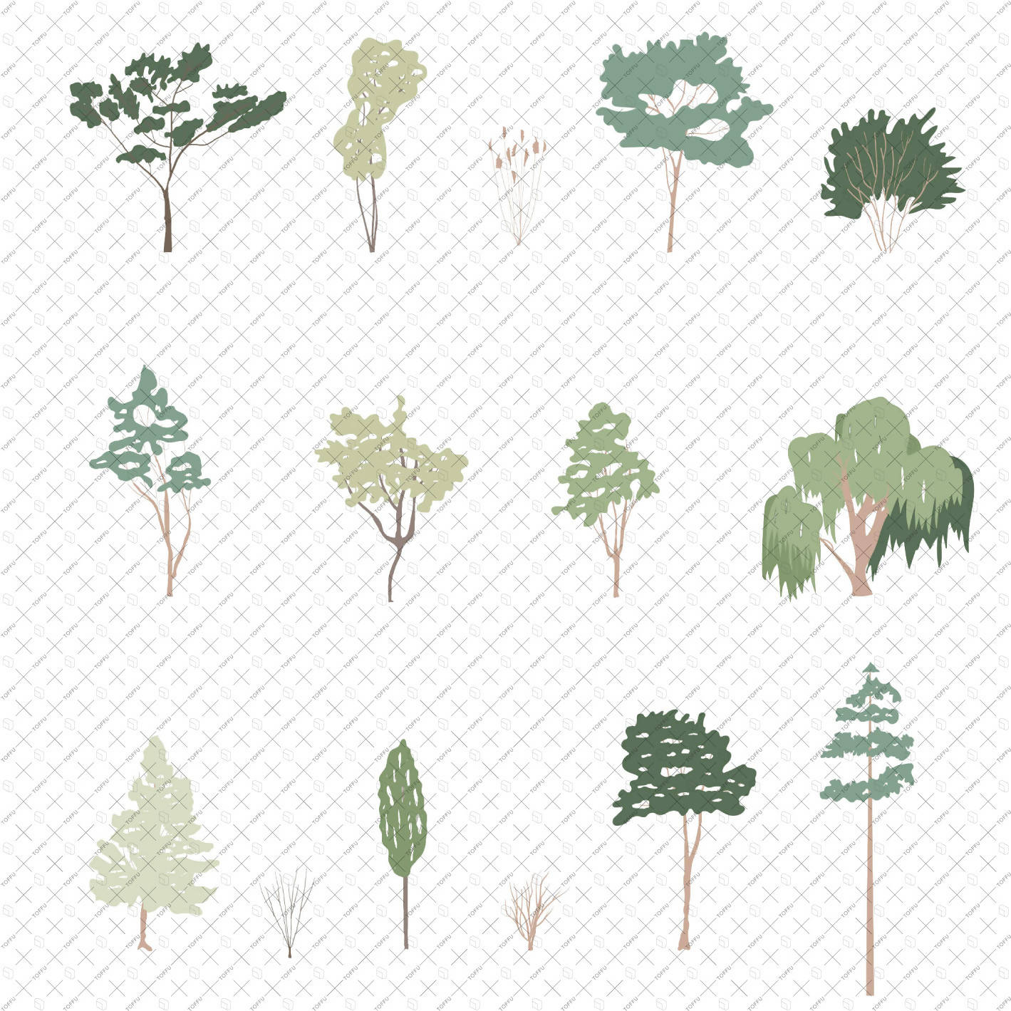Flat Vector Tree Silhouette PNG - Toffu Co